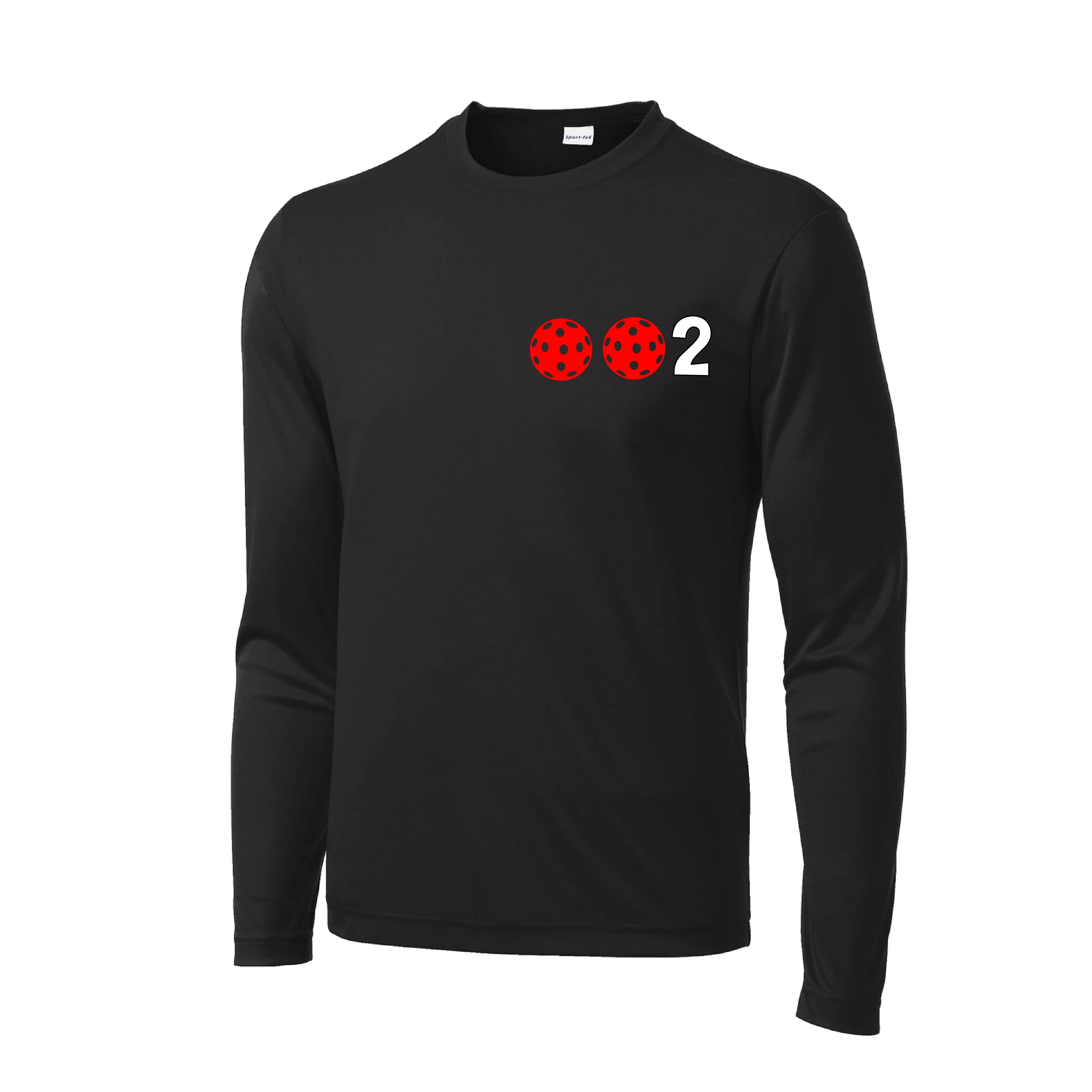 002 With Pickleballs (Green Orange Red) Customizable | Men's Long Sleeve Athletic Shirt | 100% Polyester