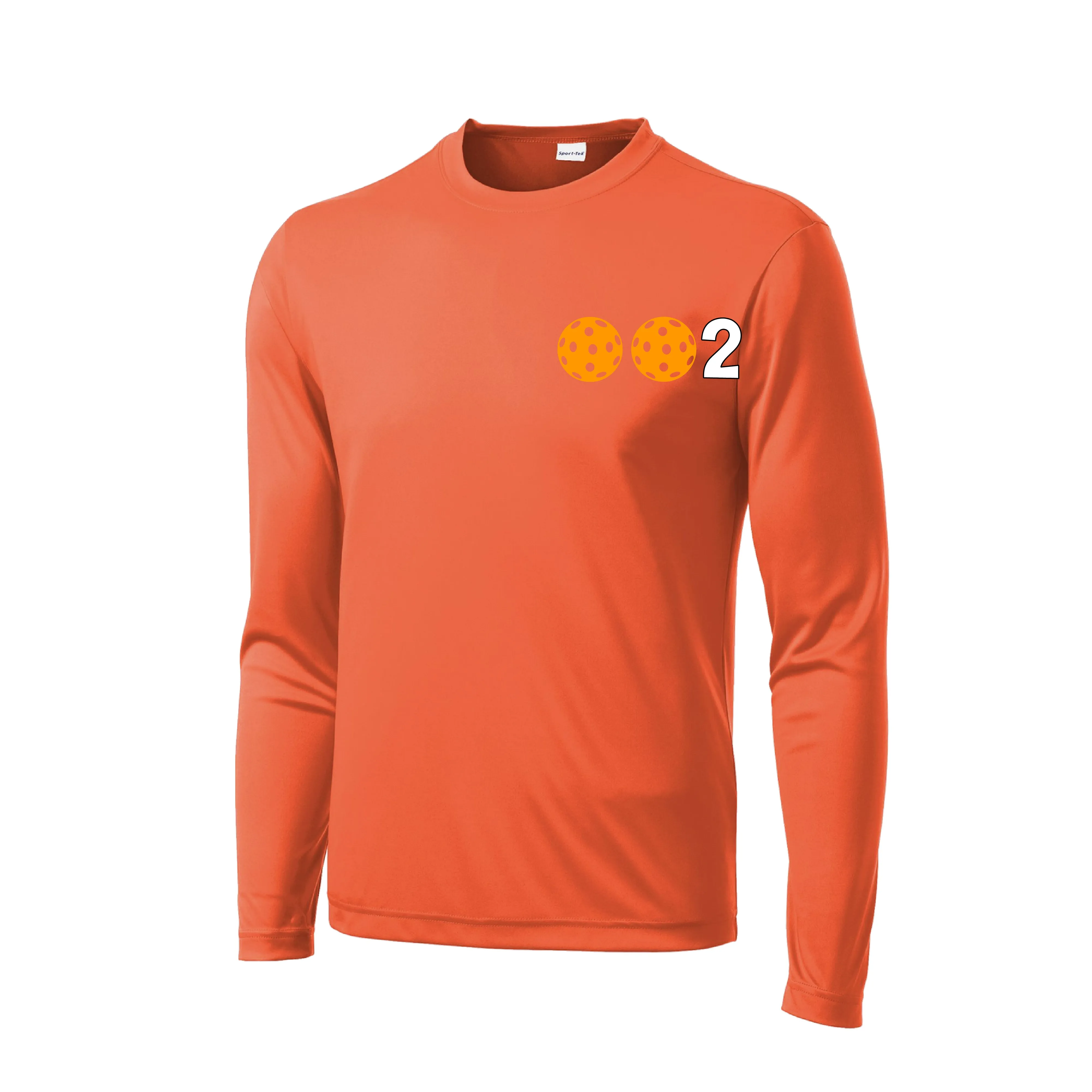 002 With Pickleballs (Green Orange Red) Customizable | Men's Long Sleeve Athletic Shirt | 100% Polyester