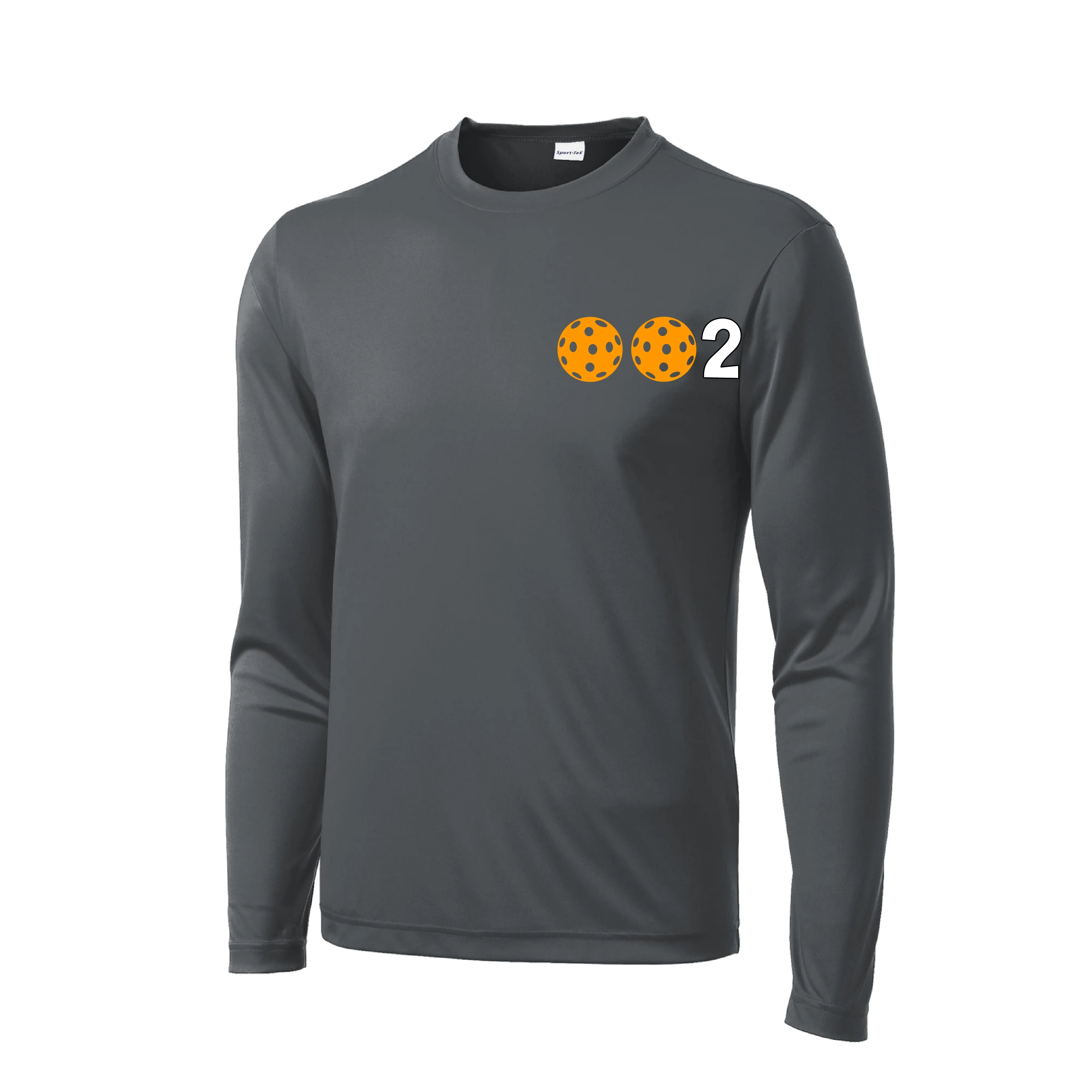 002 With Pickleballs (Green Orange Red) Customizable | Men's Long Sleeve Athletic Shirt | 100% Polyester