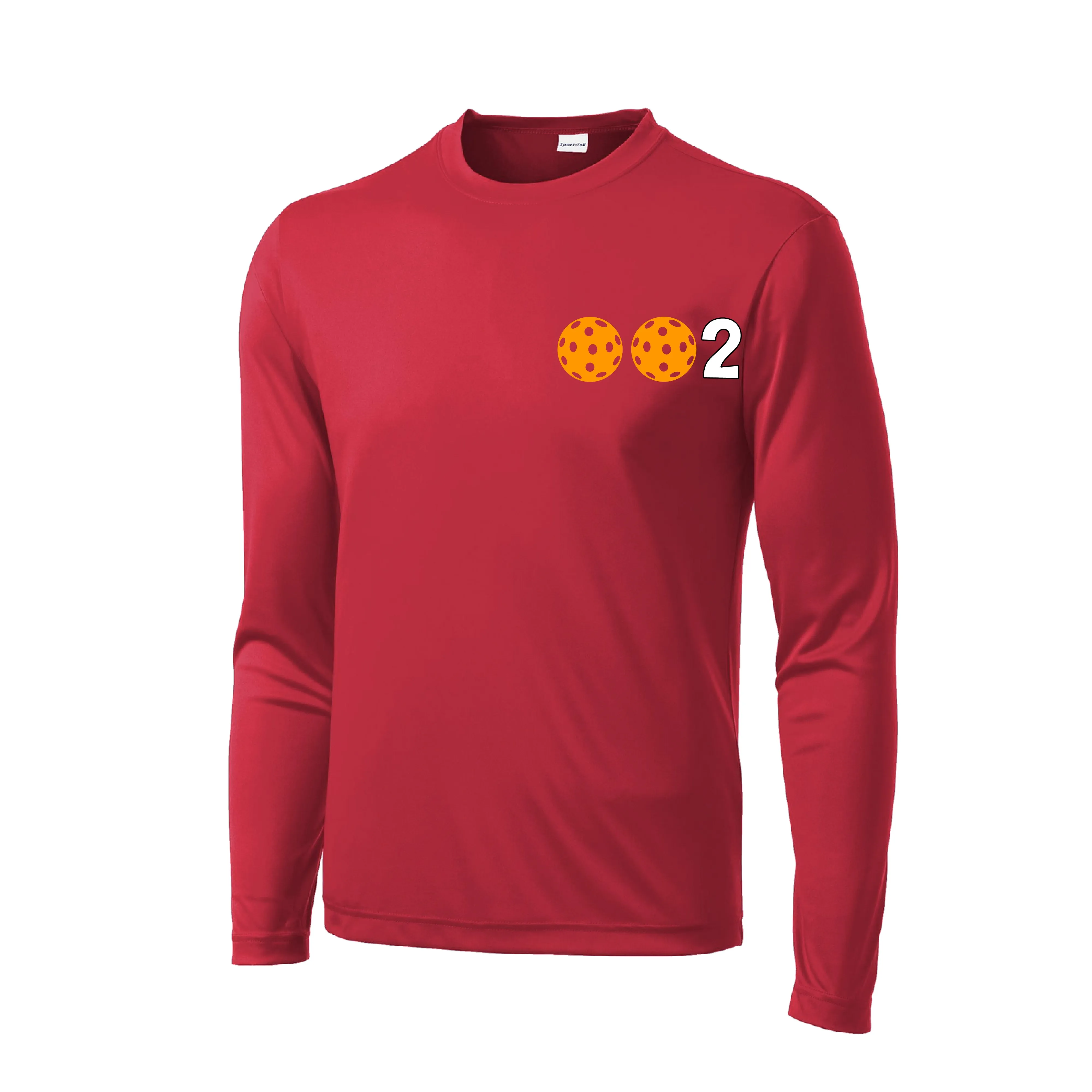 002 With Pickleballs (Green Orange Red) Customizable | Men's Long Sleeve Athletic Shirt | 100% Polyester