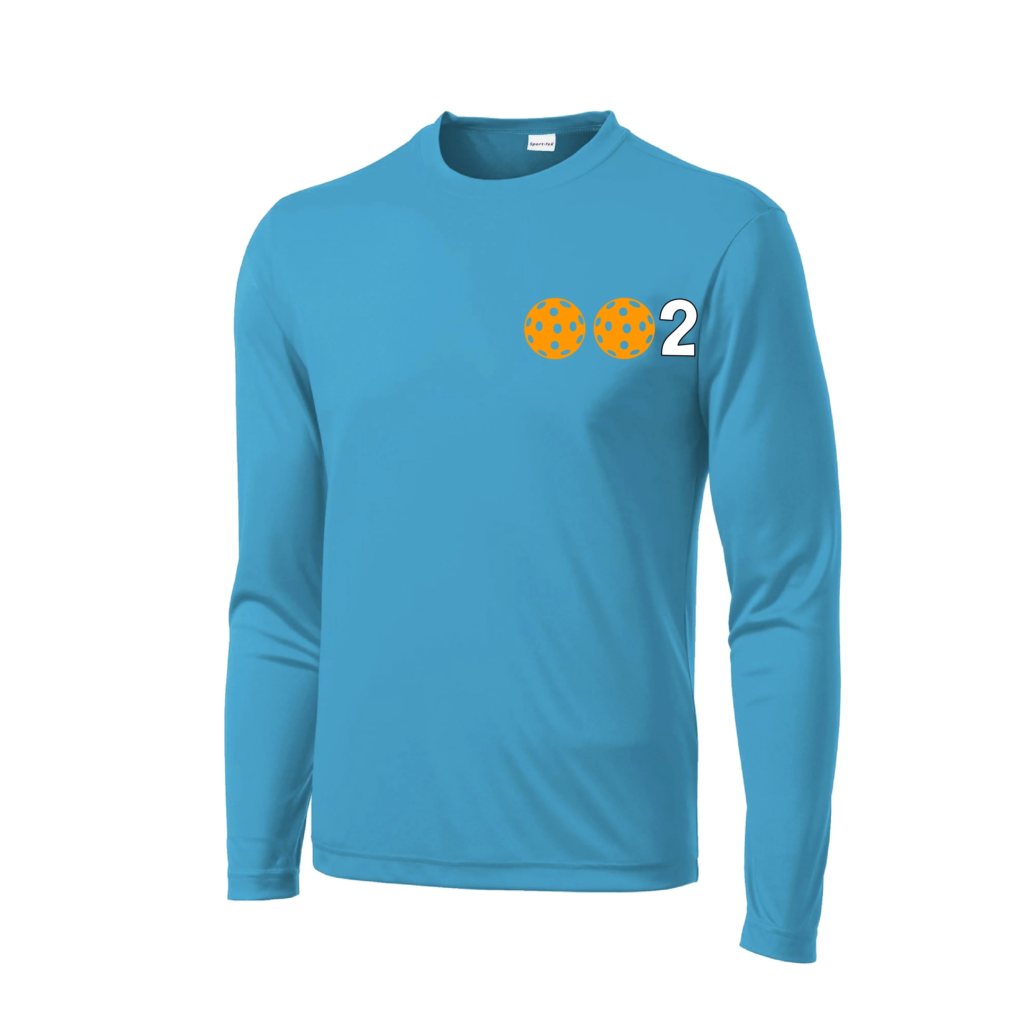 002 With Pickleballs (Green Orange Red) Customizable | Men's Long Sleeve Athletic Shirt | 100% Polyester