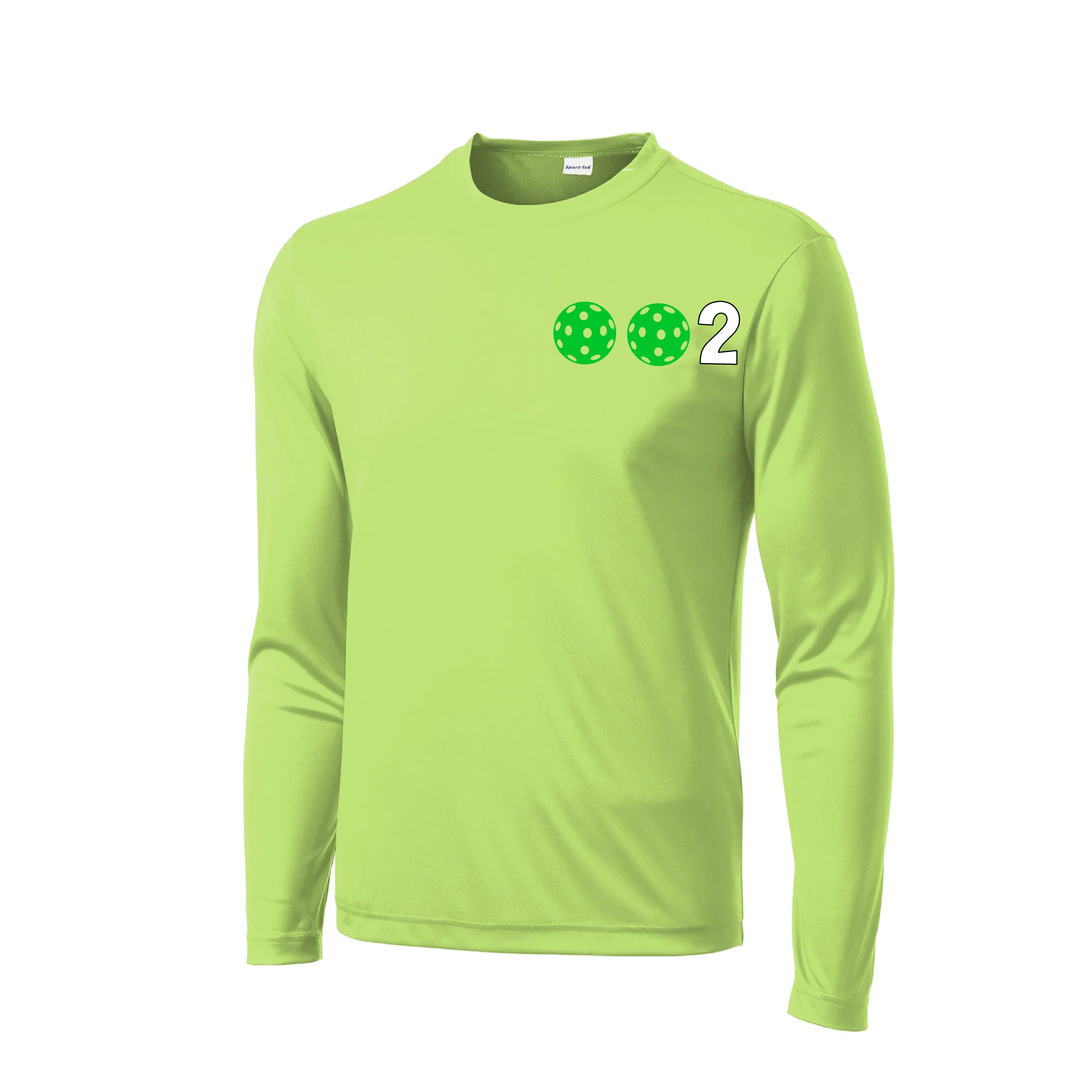 002 With Pickleballs (Green Orange Red) Customizable | Men's Long Sleeve Athletic Shirt | 100% Polyester