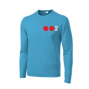 002 With Pickleballs (Green Orange Red) Customizable | Men's Long Sleeve Athletic Shirt | 100% Polyester