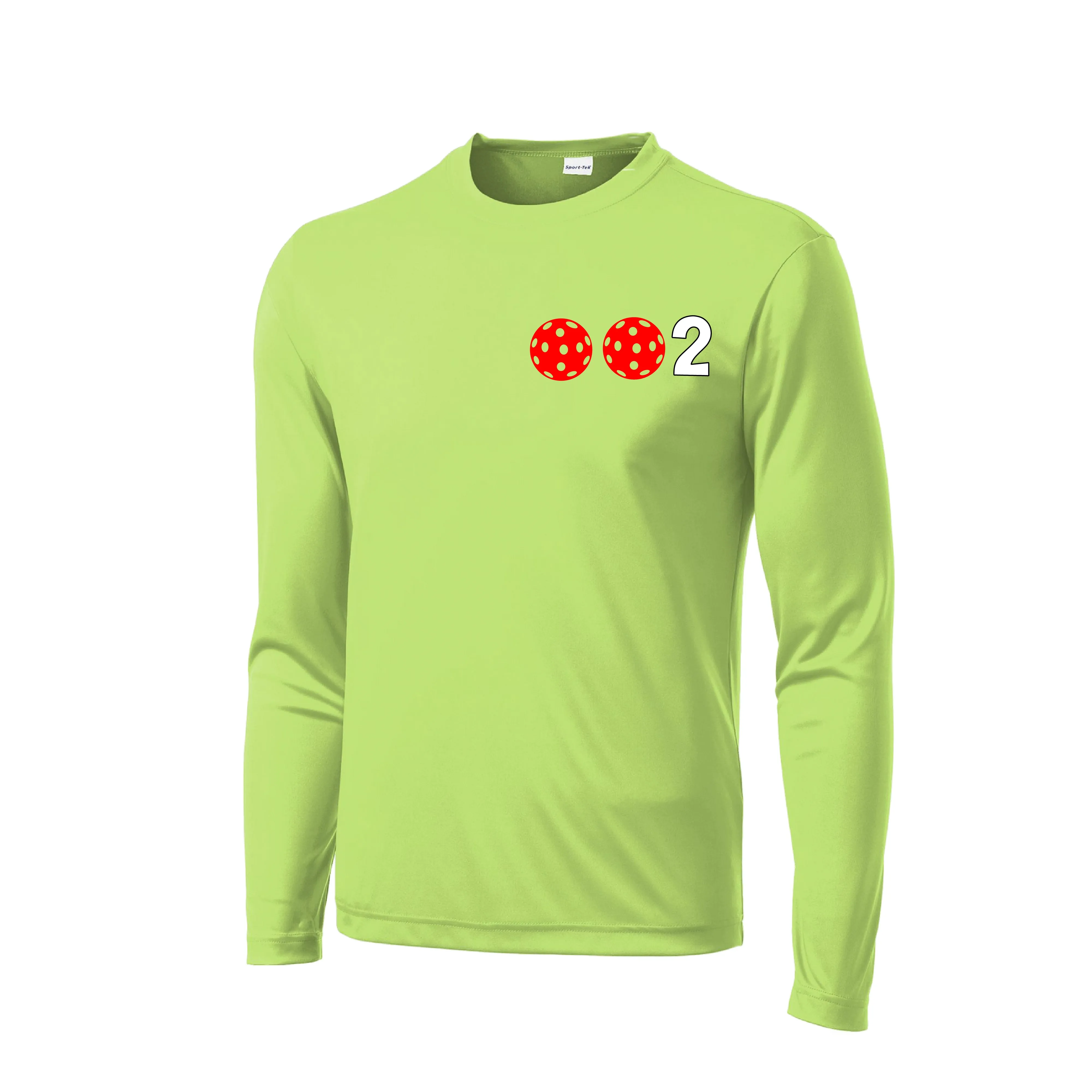 002 With Pickleballs (Green Orange Red) Customizable | Men's Long Sleeve Athletic Shirt | 100% Polyester