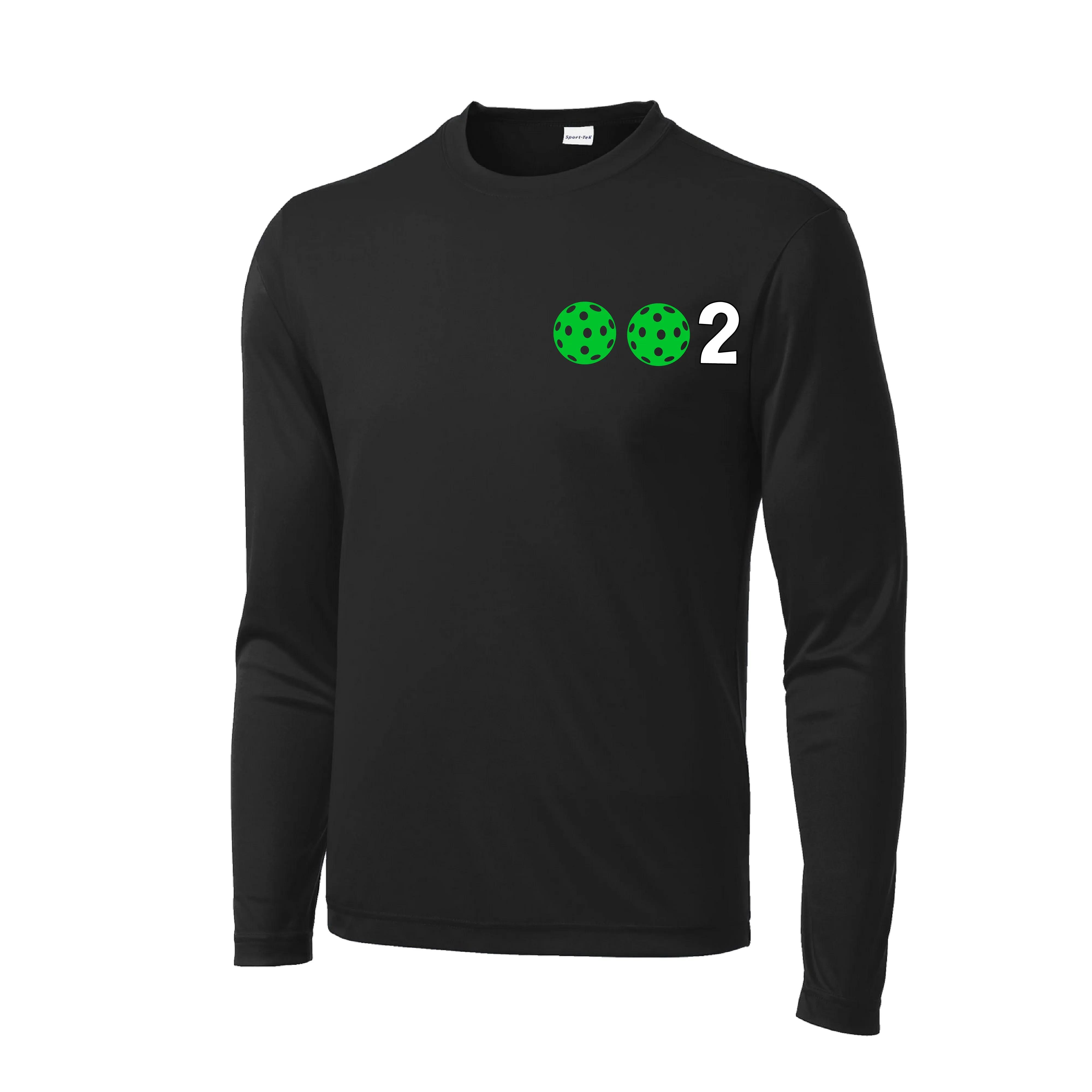 002 With Pickleballs (Green Orange Red) Customizable | Men's Long Sleeve Athletic Shirt | 100% Polyester