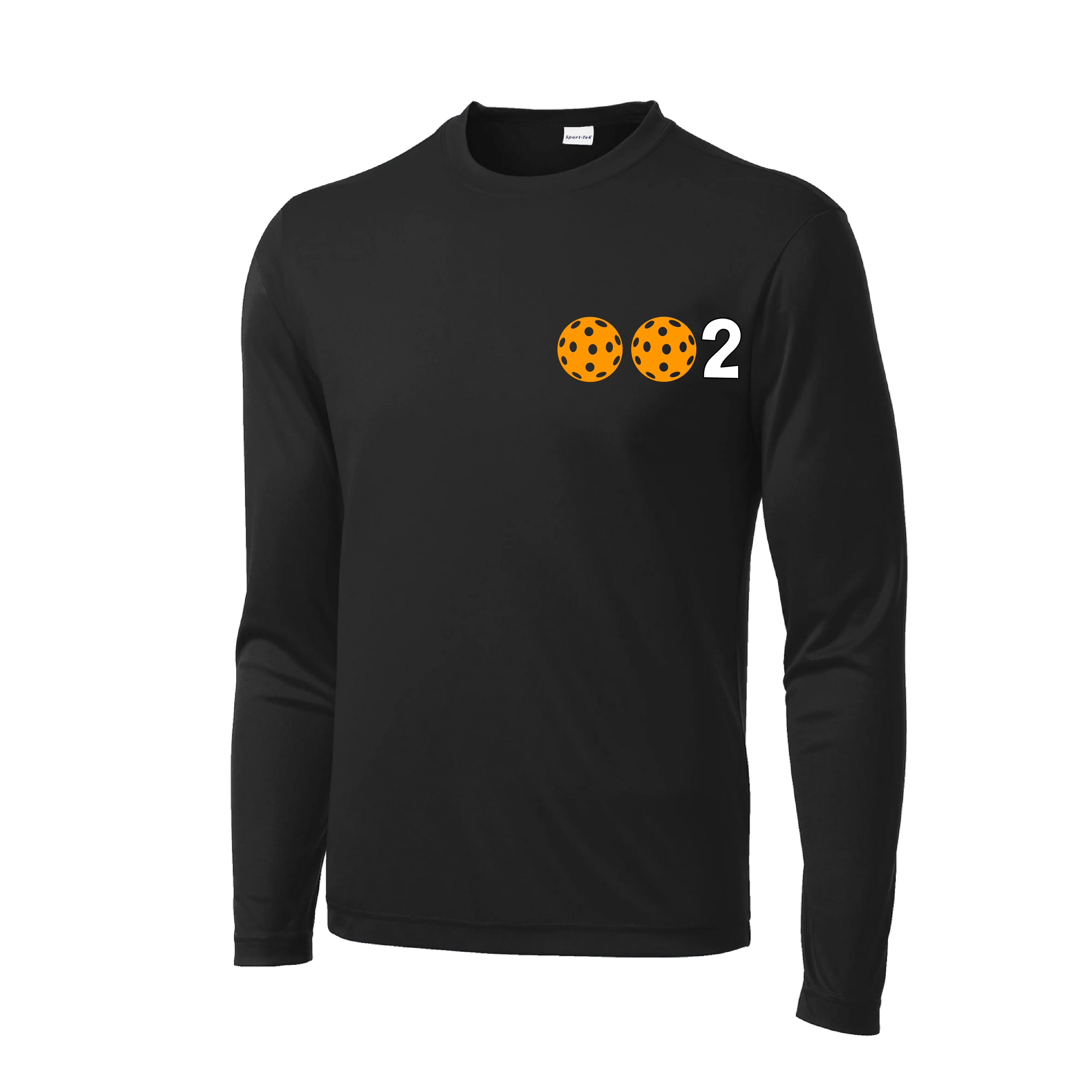 002 With Pickleballs (Green Orange Red) Customizable | Men's Long Sleeve Athletic Shirt | 100% Polyester