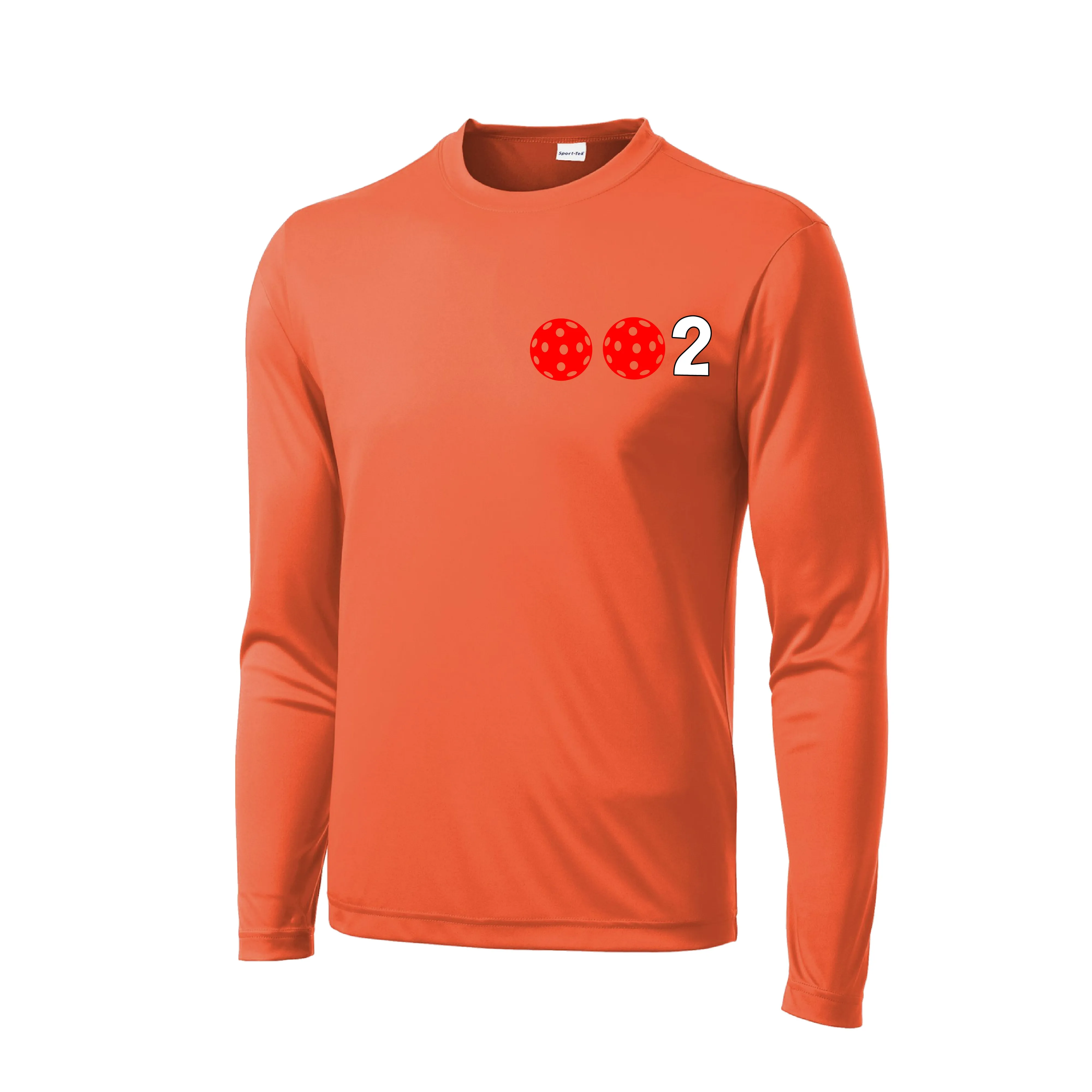 002 With Pickleballs (Green Orange Red) Customizable | Men's Long Sleeve Athletic Shirt | 100% Polyester