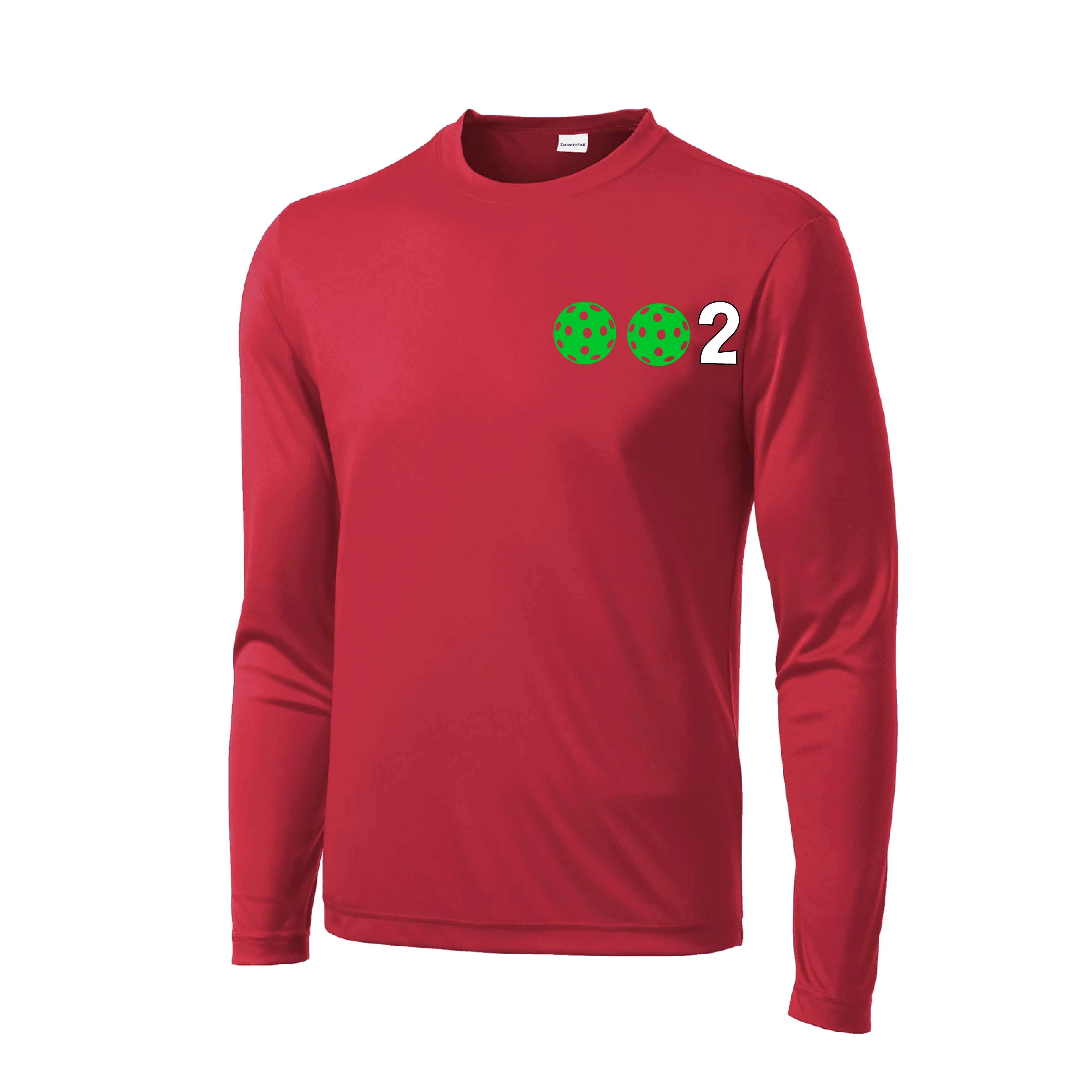 002 With Pickleballs (Green Orange Red) Customizable | Men's Long Sleeve Athletic Shirt | 100% Polyester