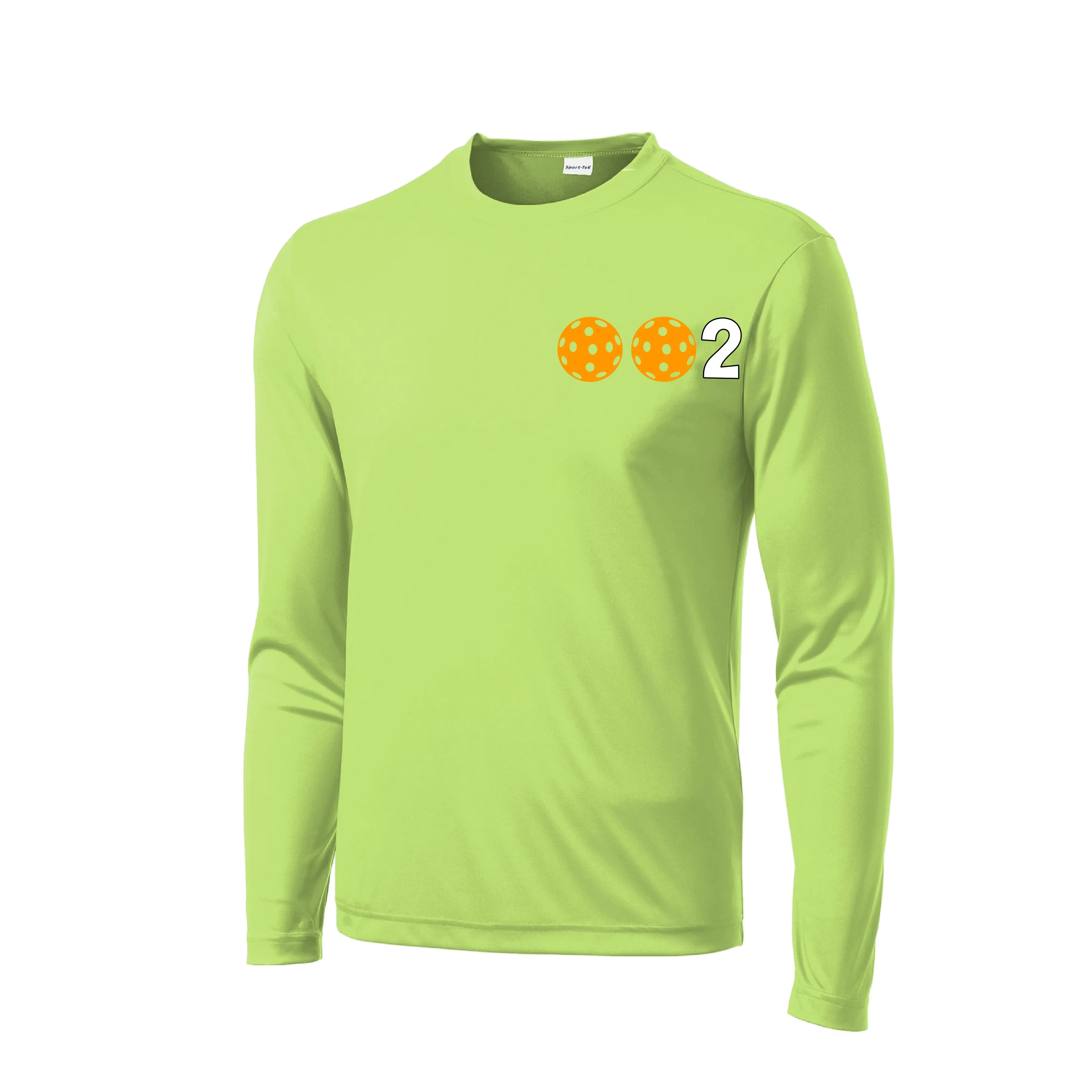 002 With Pickleballs (Green Orange Red) Customizable | Men's Long Sleeve Athletic Shirt | 100% Polyester