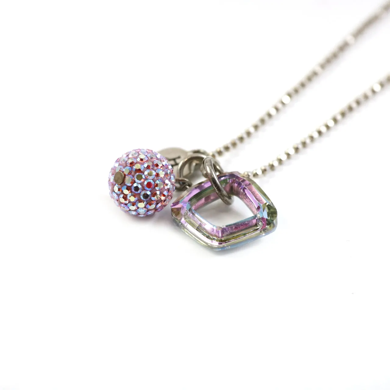 10mm Pink Aurora Borealis Cluster Necklace