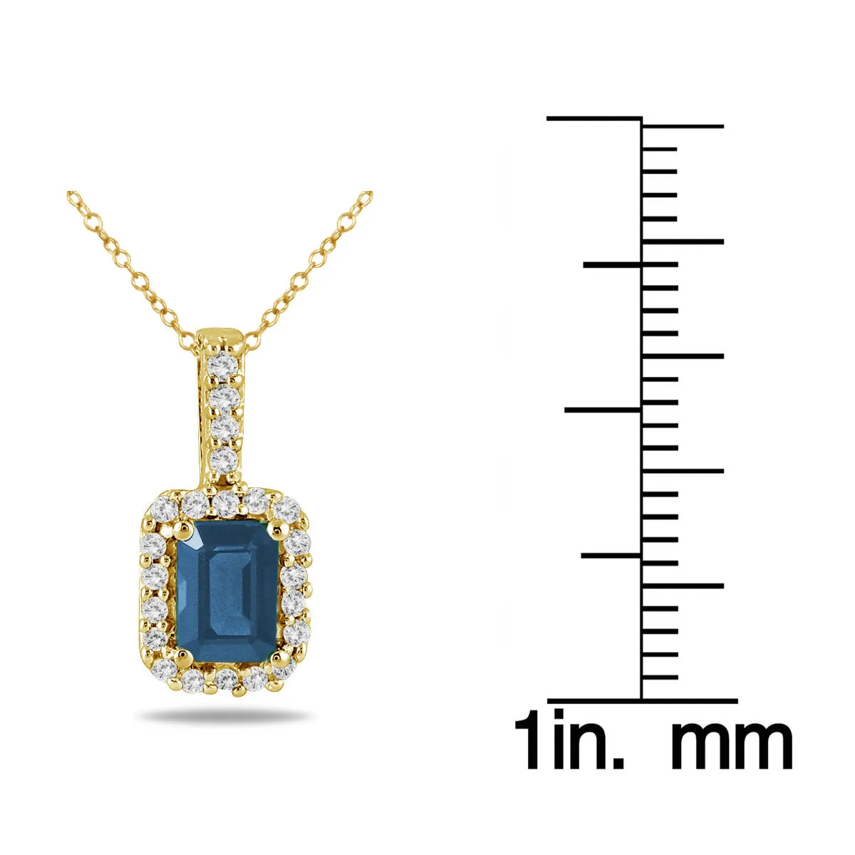 1/10 Carat Diamond And Sapphire Pendant In 10K Yellow Gold