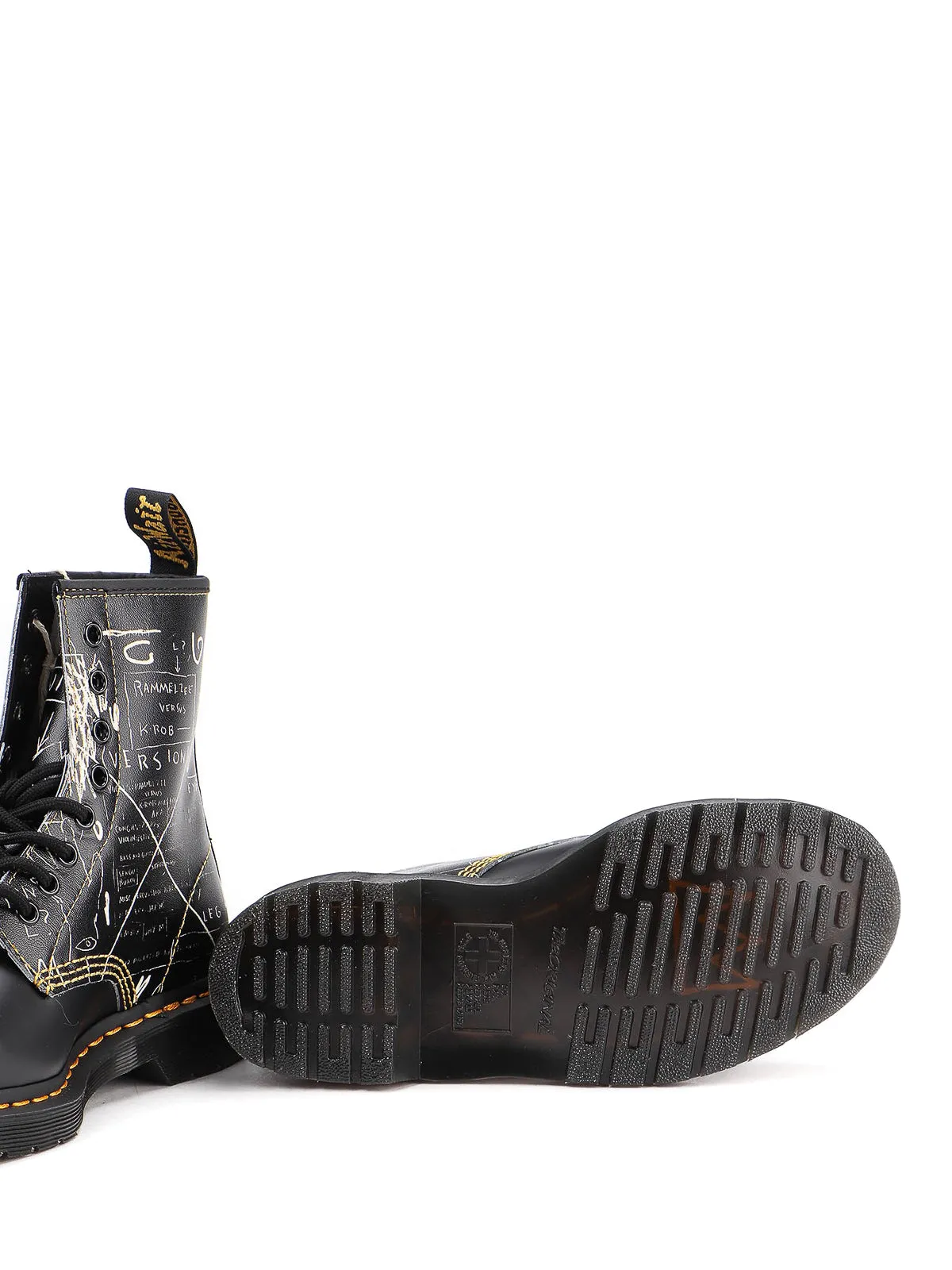 1460 Basquiat Black White Backhand Straw Smooth Leather Lace Up Boot