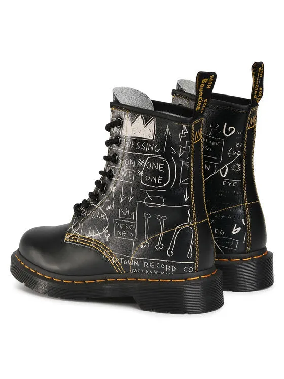 1460 Basquiat Black White Backhand Straw Smooth Leather Lace Up Boot