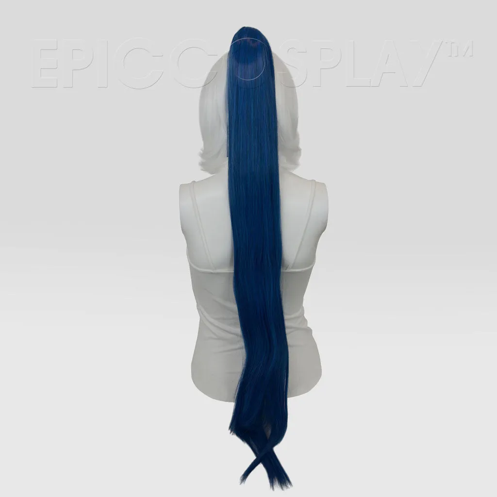 35" Shadow Blue Mix Straight Ponytail Clipon