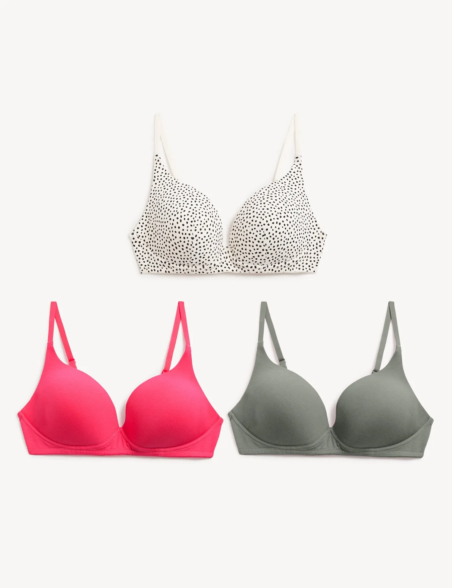 3pk Cotton Rich Non Wired T-Shirt Bras A-E