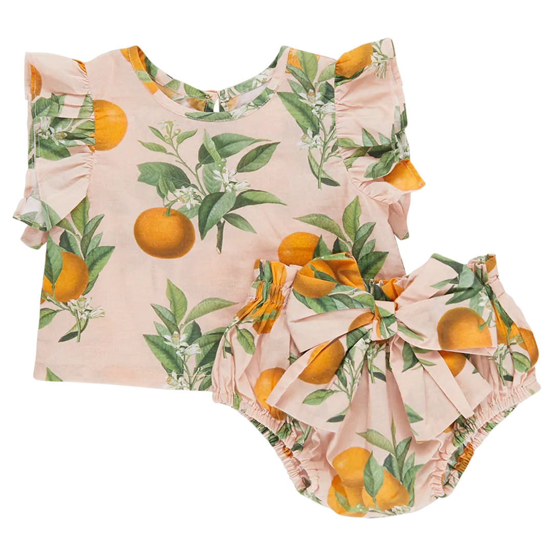 Abigail 2-Piece Set | Pink Botanicals Oranges