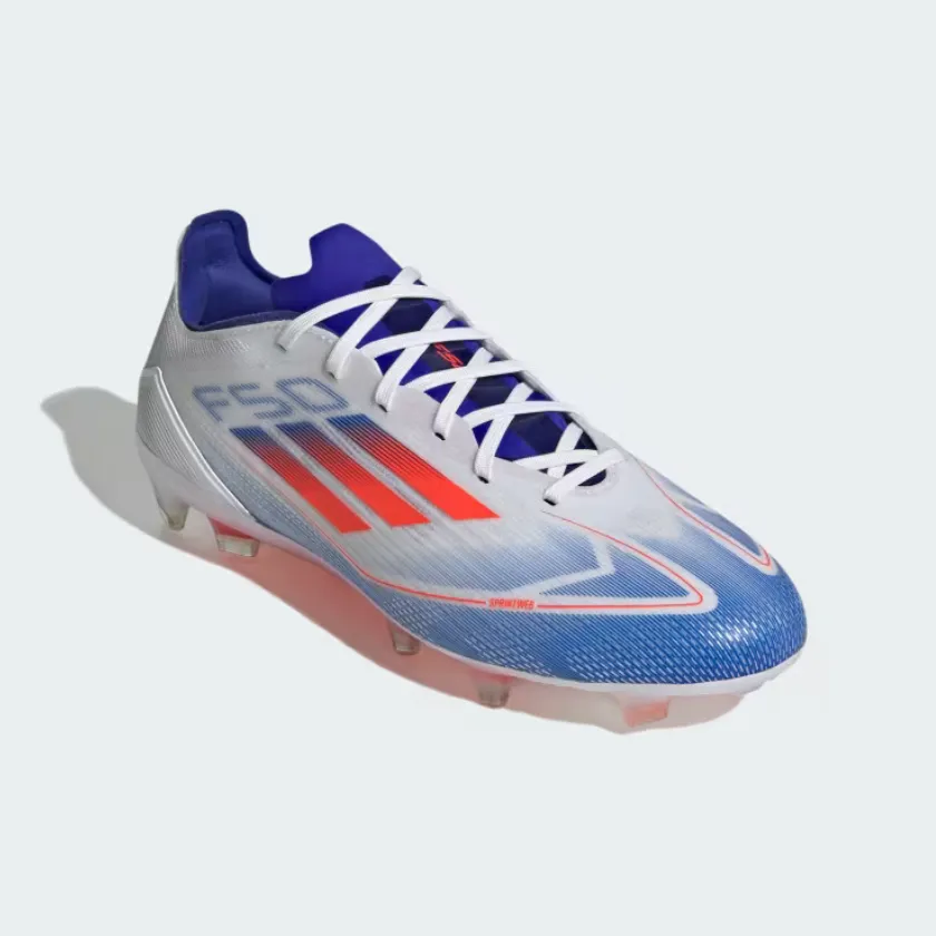 Adidas F50 Pro Firm Ground Football Shoes -Cloud White/Solar Red/Lucid Blue