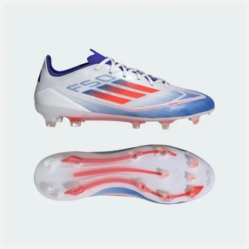 Adidas F50 Pro Firm Ground Football Shoes -Cloud White/Solar Red/Lucid Blue