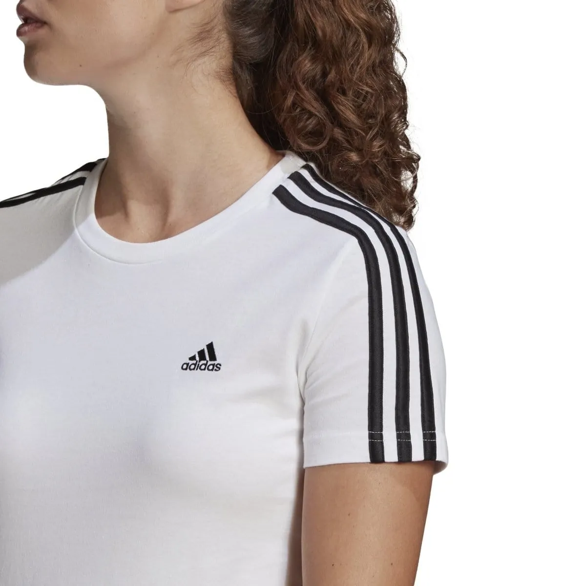 ADIDAS WOMEN'S ESSENTIALS SLIM 3-STRIPES WHITE TEE