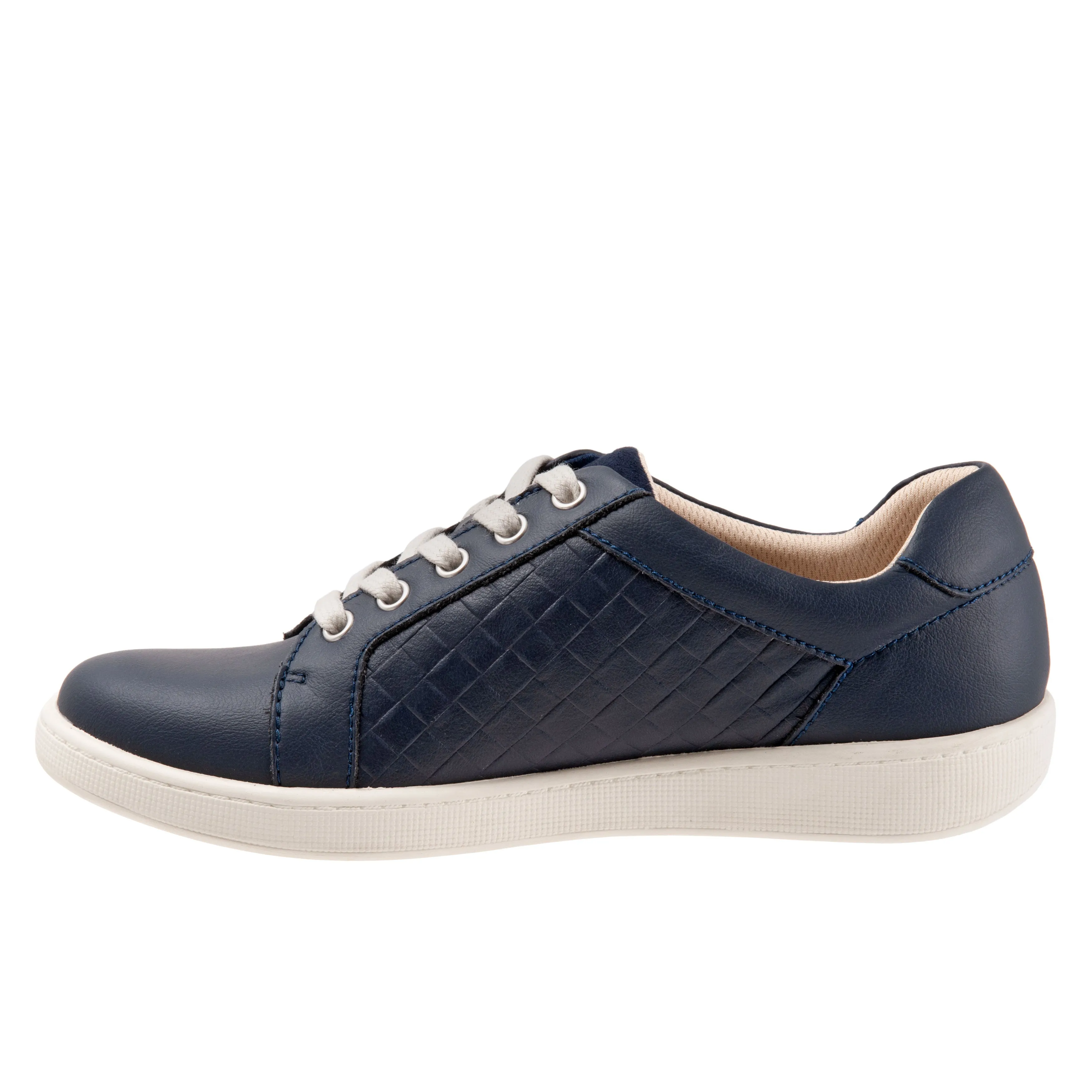 Adore Navy Quilted Leather Lace-up Casuals