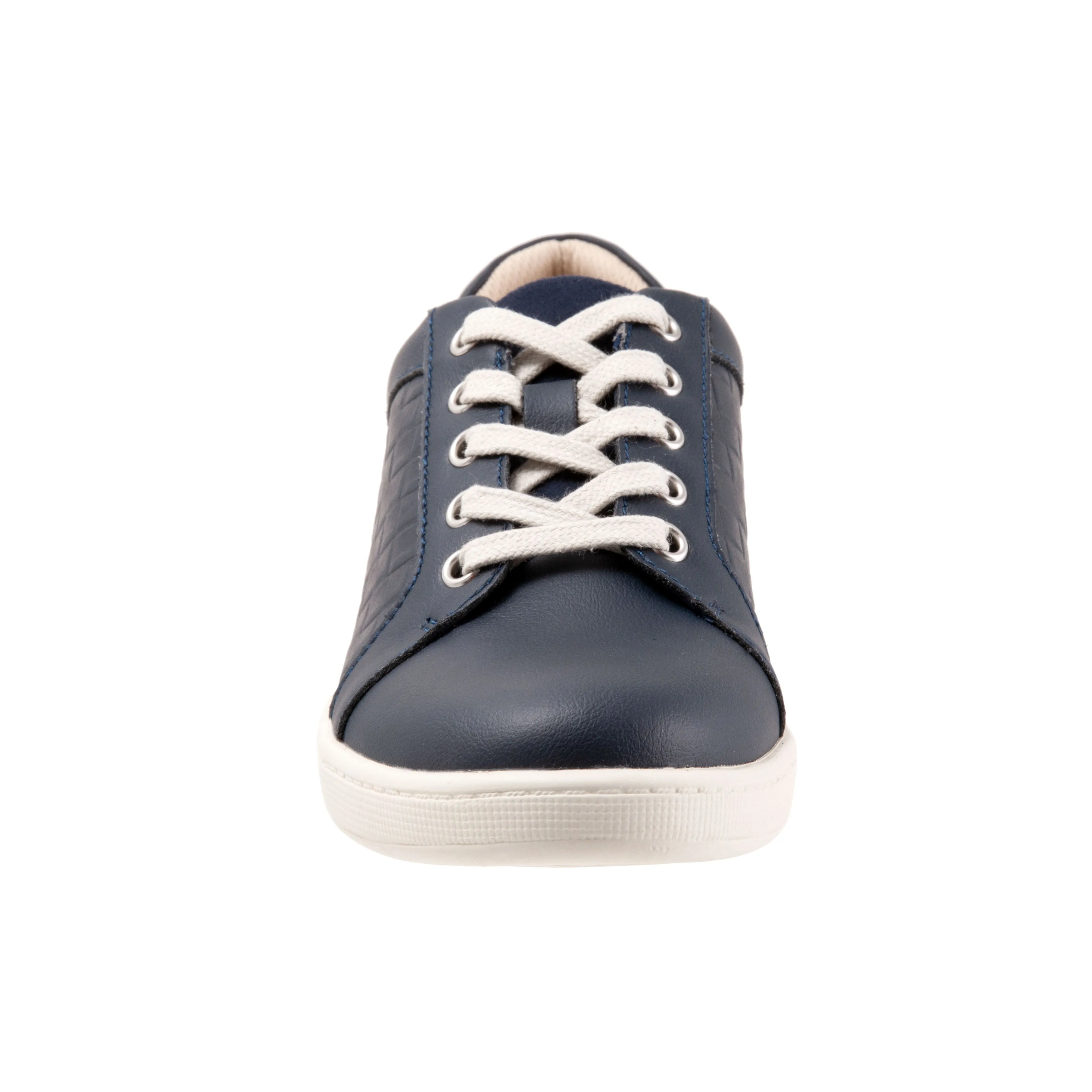 Adore Navy Quilted Leather Lace-up Casuals