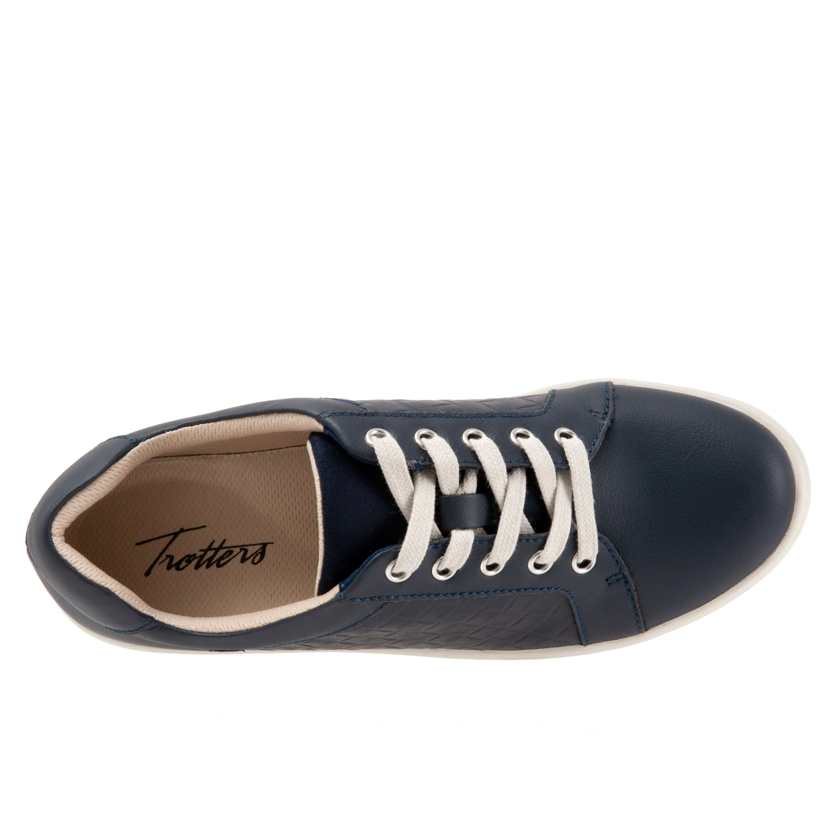 Adore Navy Quilted Leather Lace-up Casuals