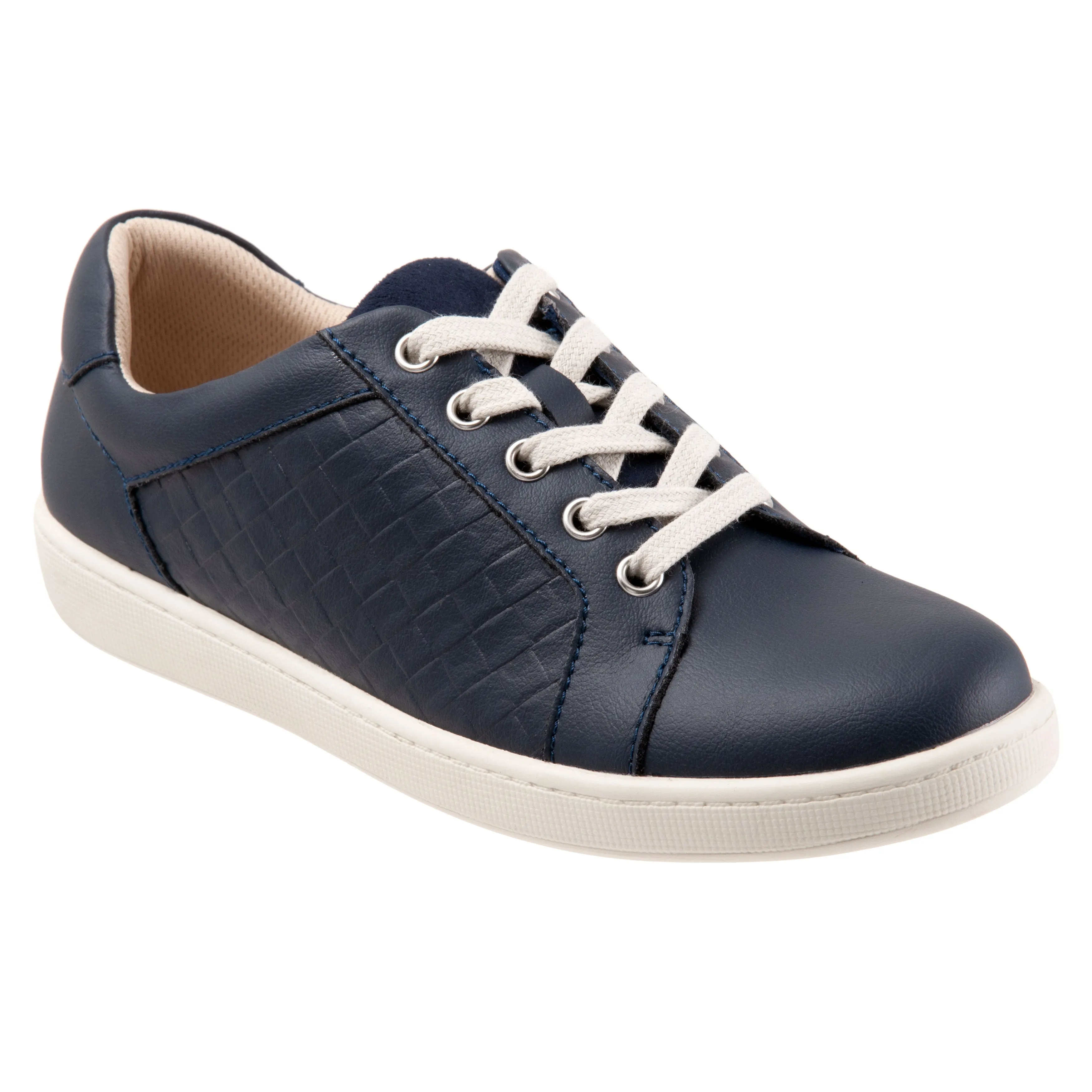 Adore Navy Quilted Leather Lace-up Casuals