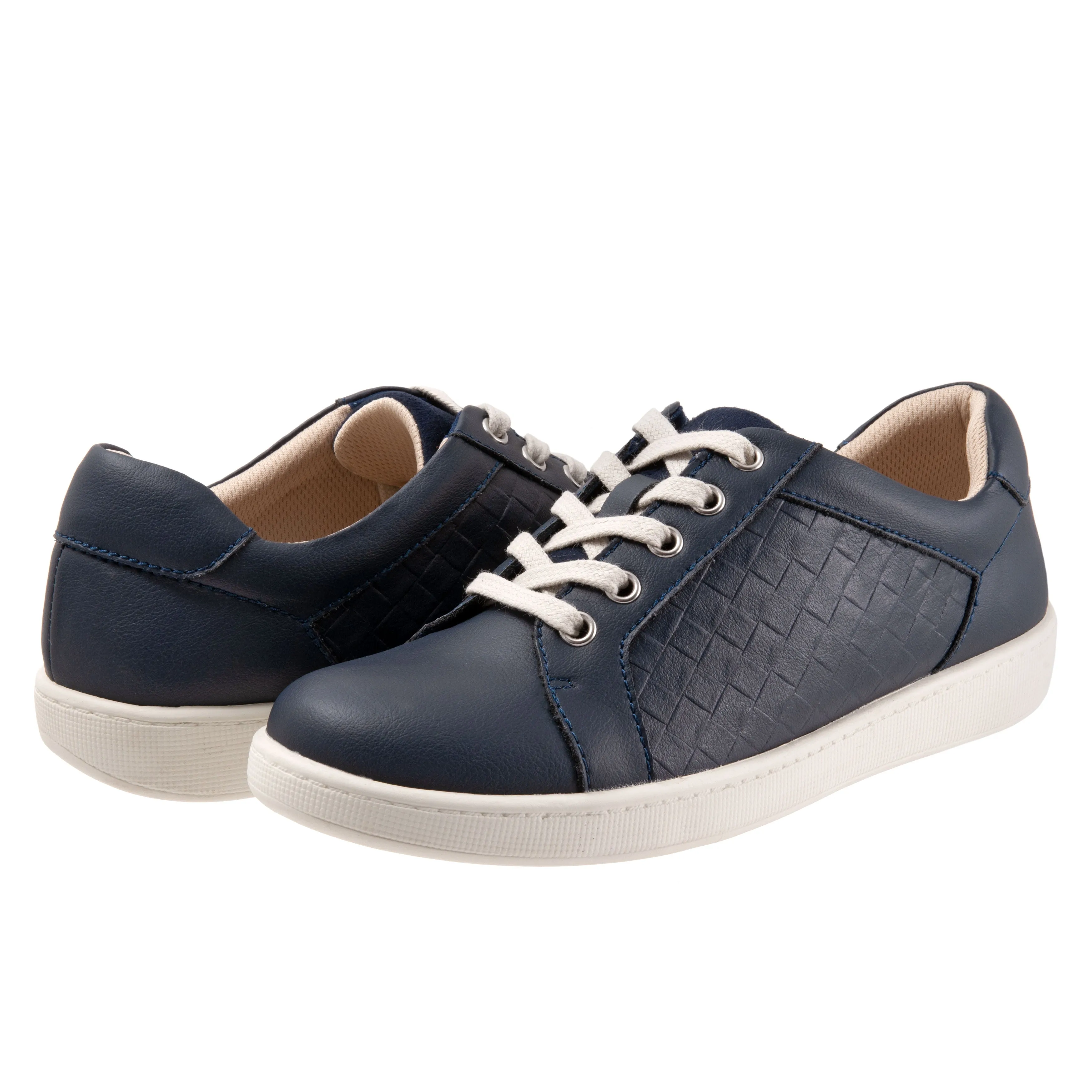 Adore Navy Quilted Leather Lace-up Casuals