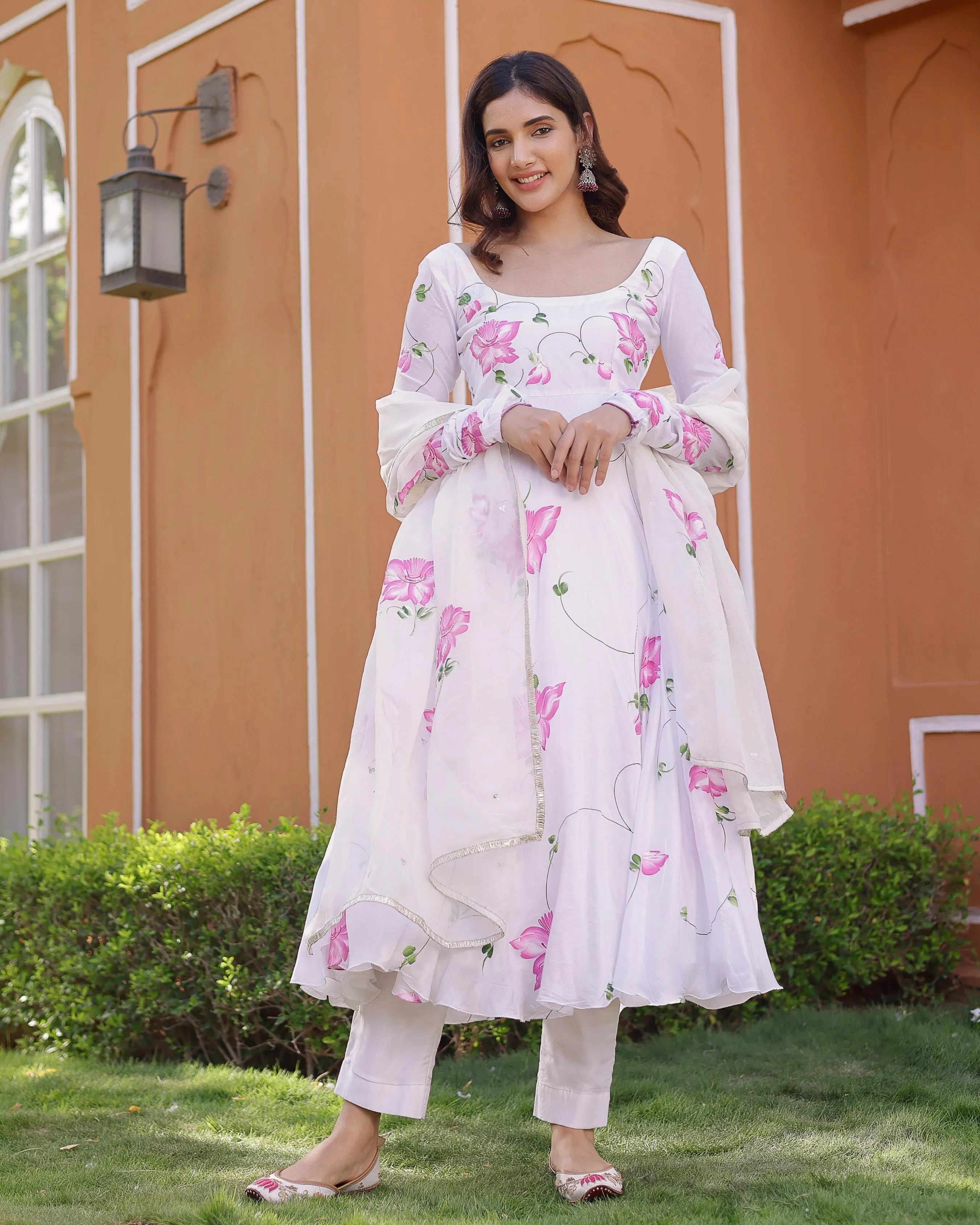 Aiyana Handpainted Cotton Silk Suit Set