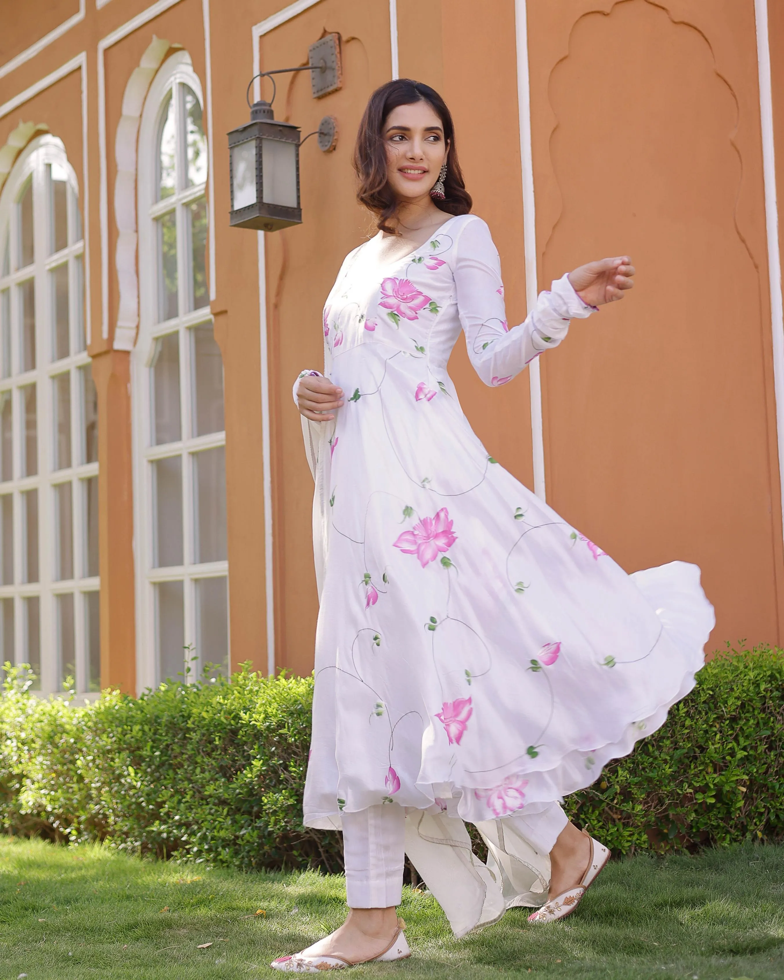 Aiyana Handpainted Cotton Silk Suit Set