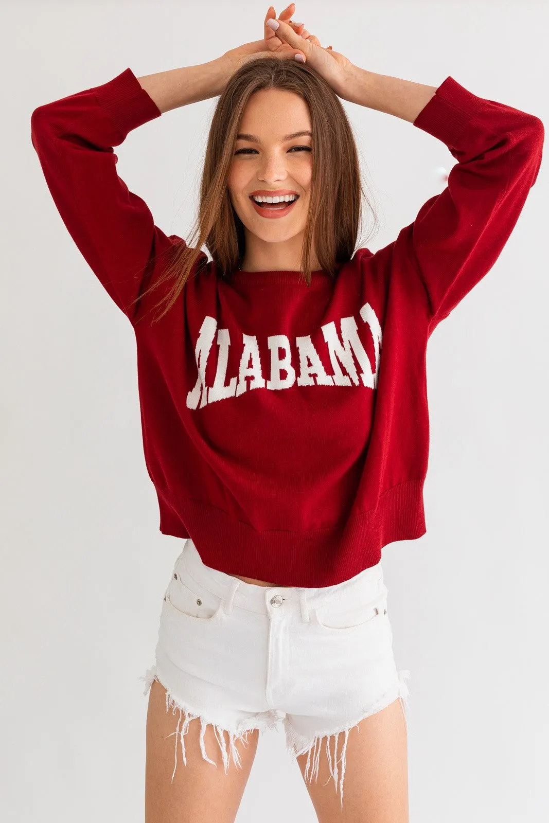 Alabama Game Day Light Weight Burgundy and White Sweater