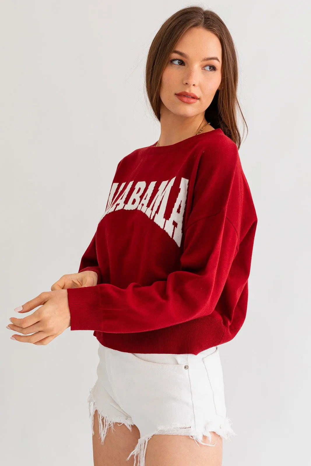 Alabama Game Day Light Weight Burgundy and White Sweater