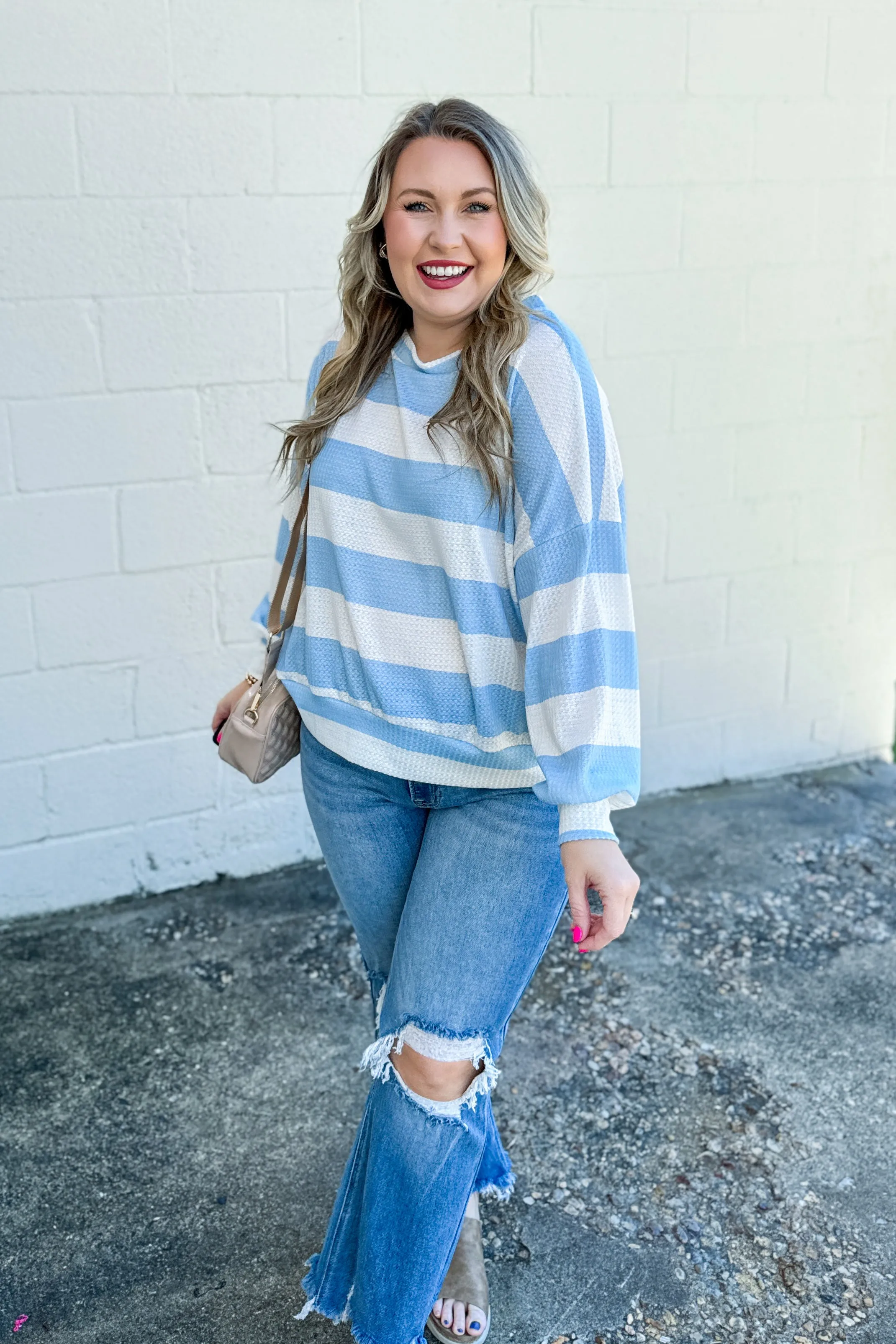 All Striped Out Pullover Top, Blue