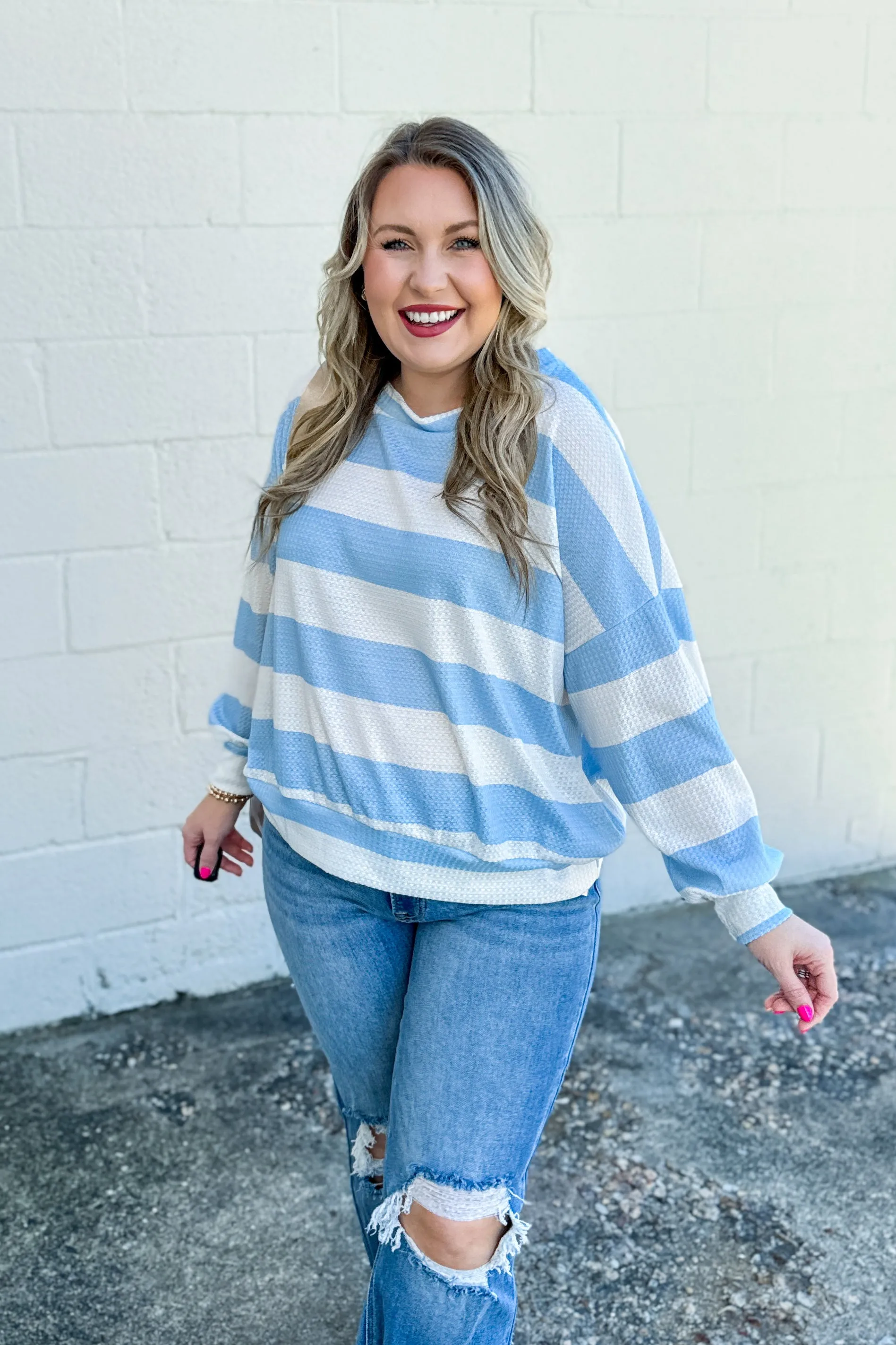 All Striped Out Pullover Top, Blue