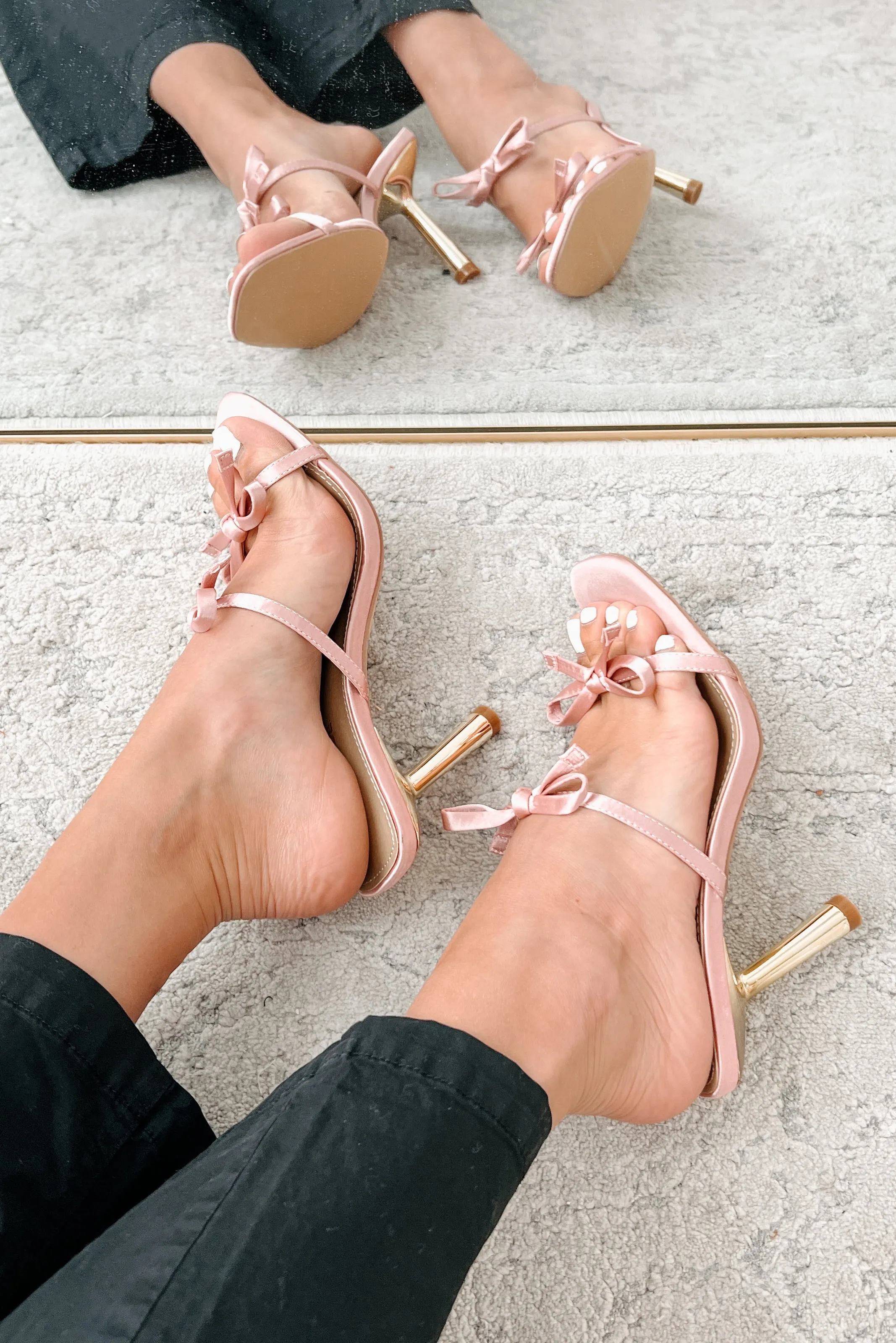 All The Frills Bow Strap Heels (Pink)