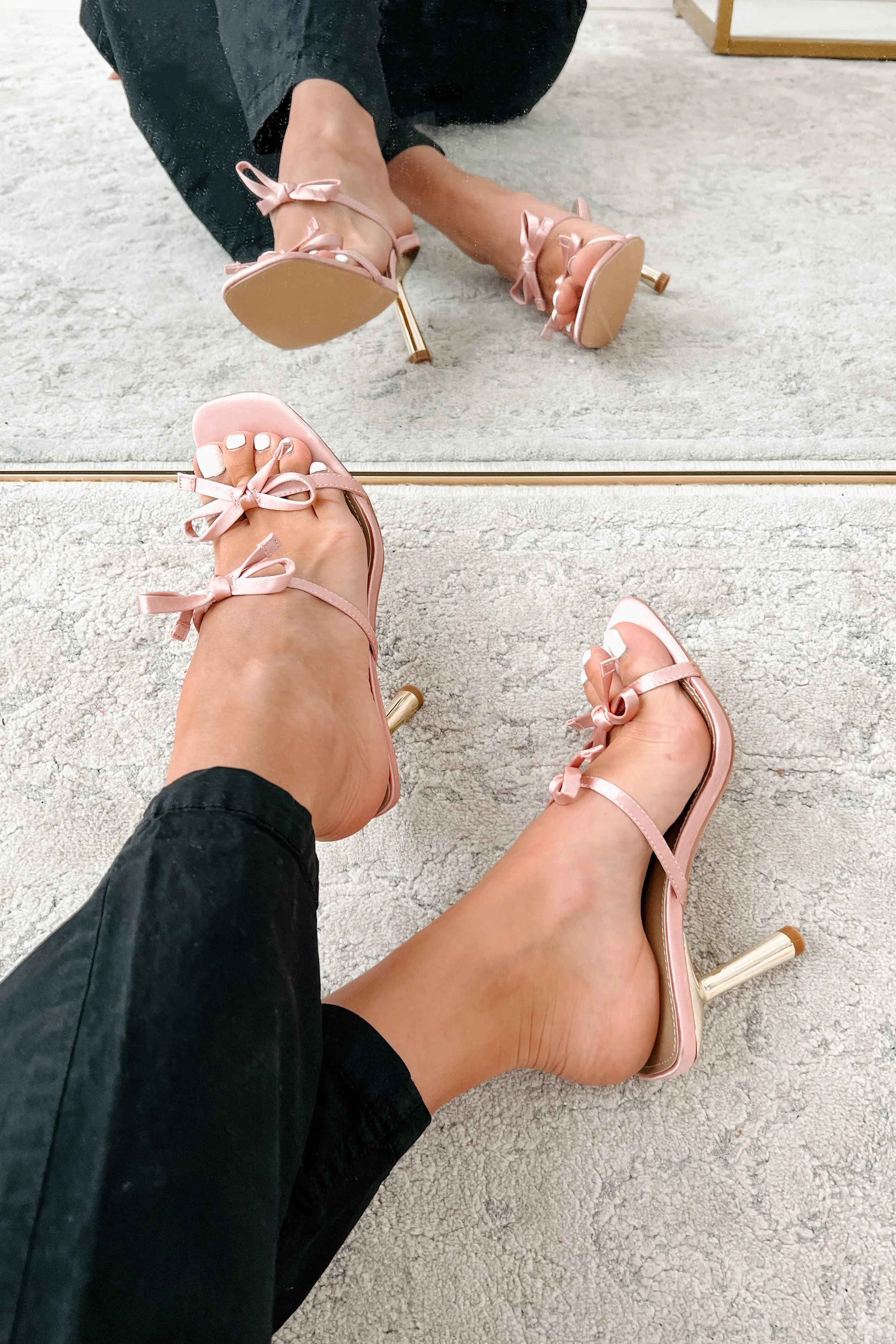 All The Frills Bow Strap Heels (Pink)