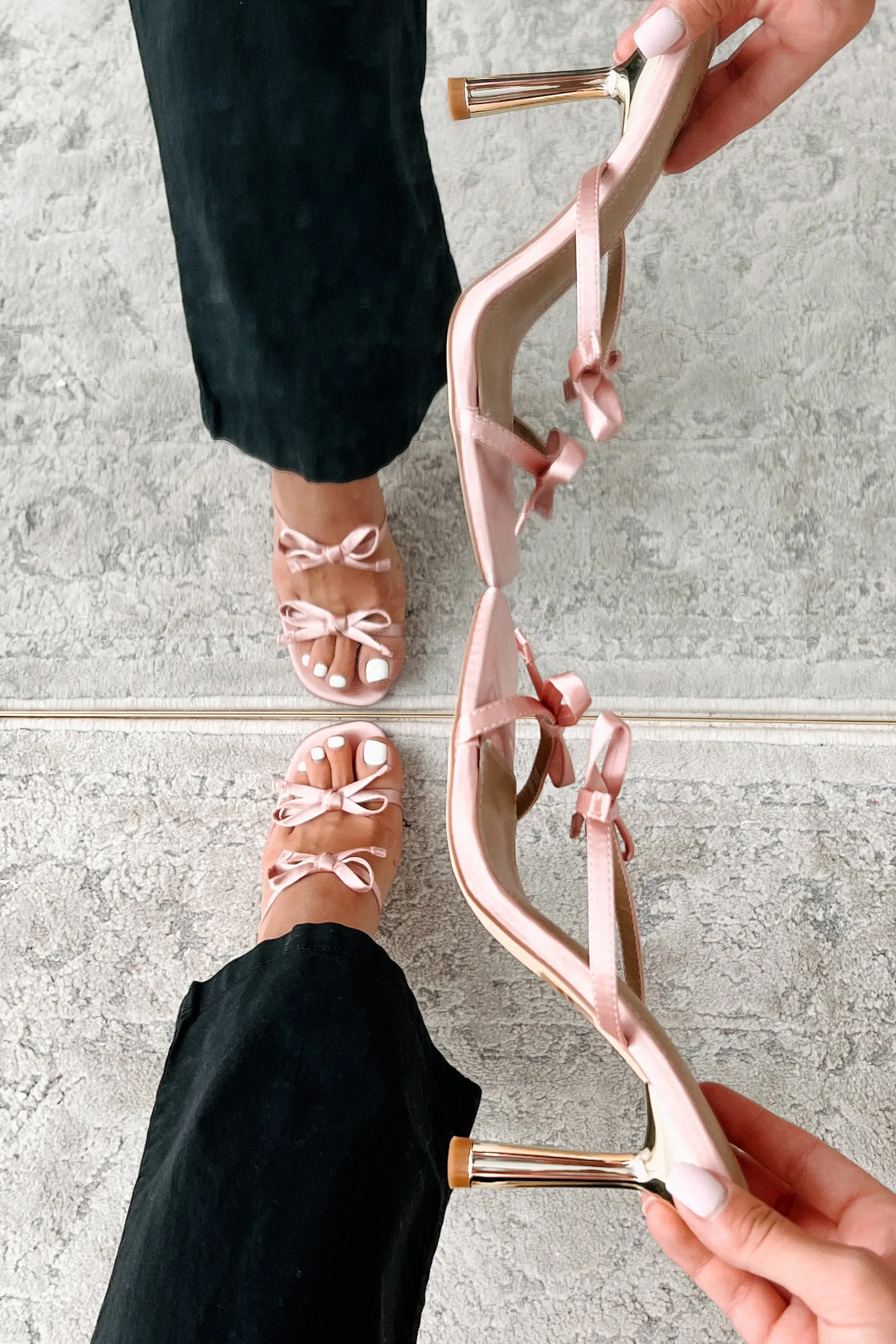 All The Frills Bow Strap Heels (Pink)