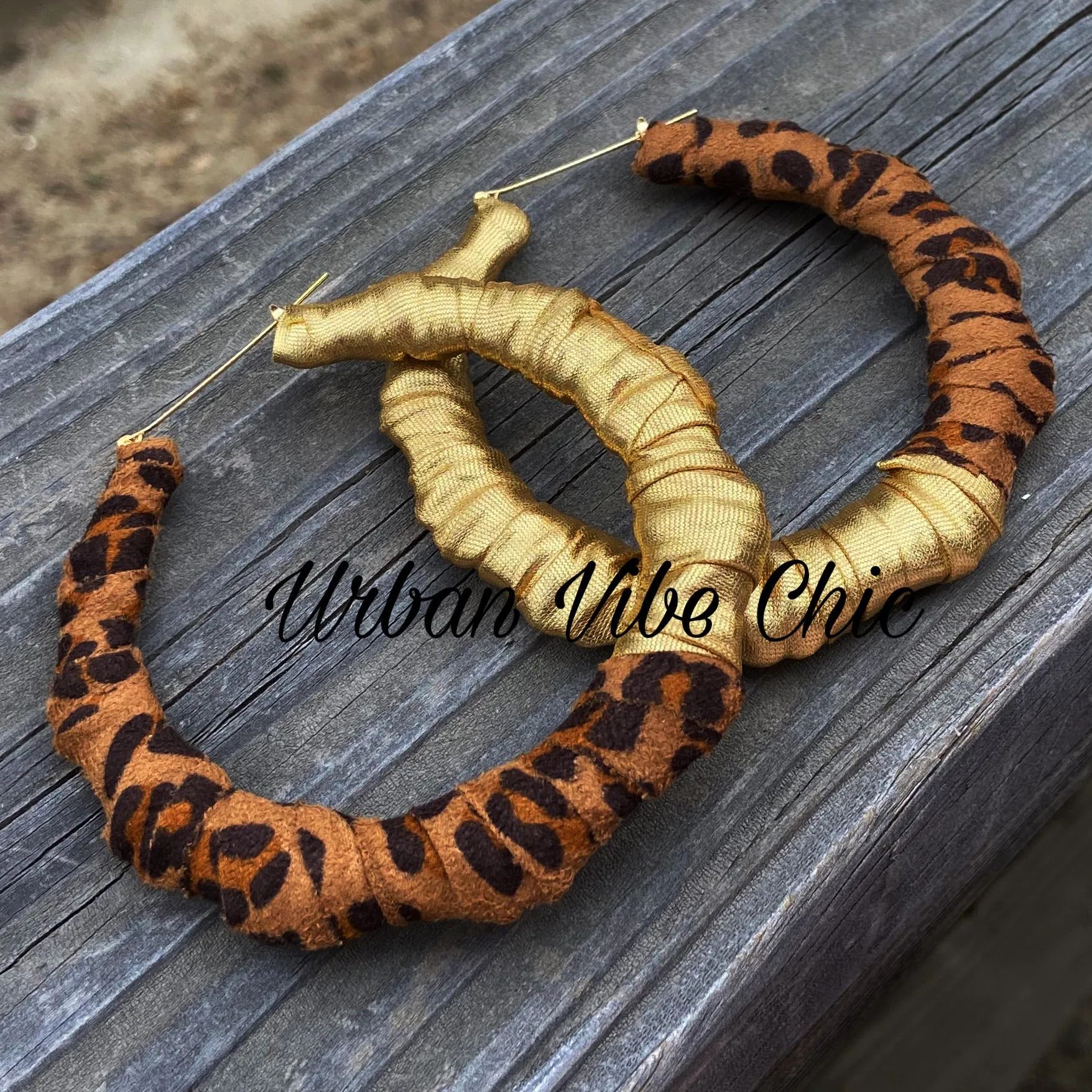 Animal print Bamboo Wrap Hoop Earrings