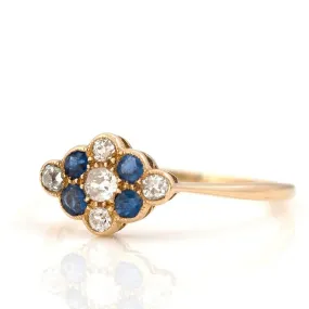 Antique Victorian 18ct Gold Sapphire Diamond Ring