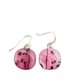 Artisan Glass drop earring Pink and Black