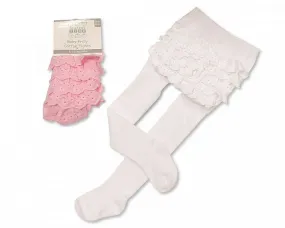 Baby Frilly Tights - Pink and White (PK6) (0-24m) BW-64-1054