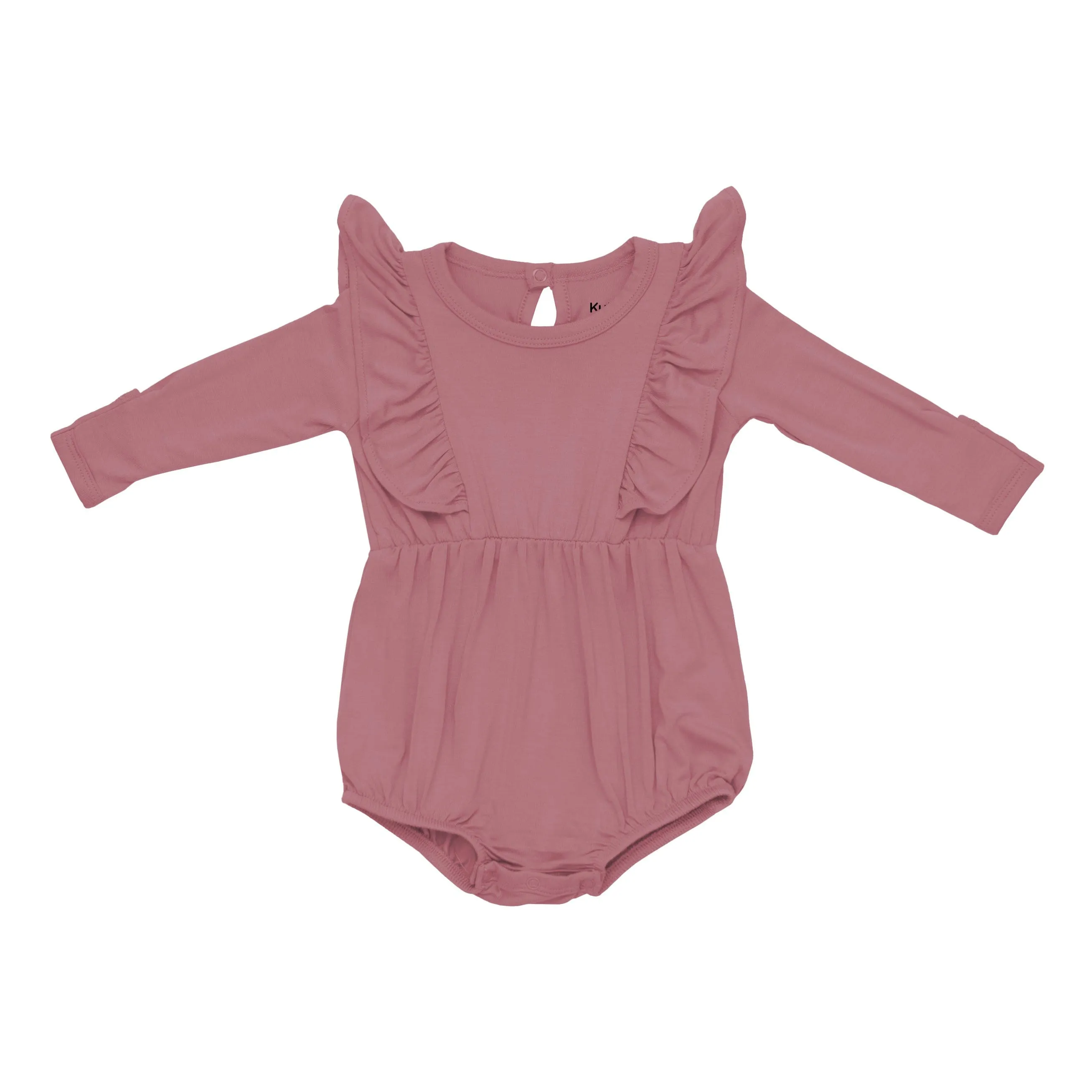 Bamboo Jersey Long Sleeve Bubble Romper in Dusty Rose