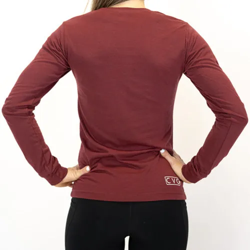 Basic Long Sleeve Tee | Heather Cardinal