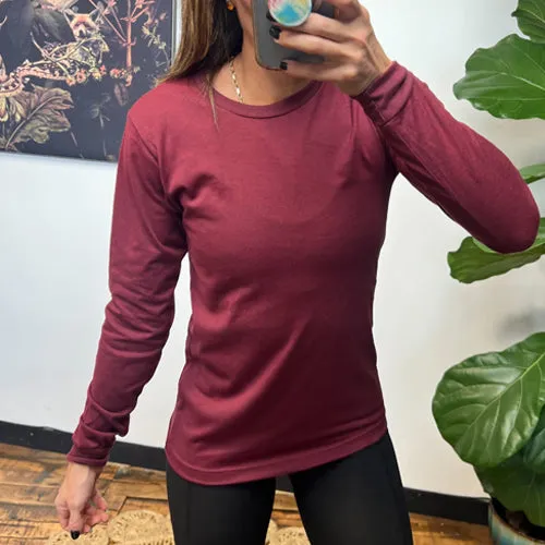 Basic Long Sleeve Tee | Heather Cardinal