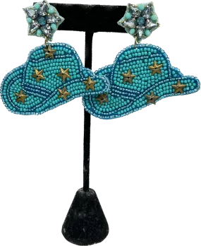 Beaded Star Cowboy Hat Earrings