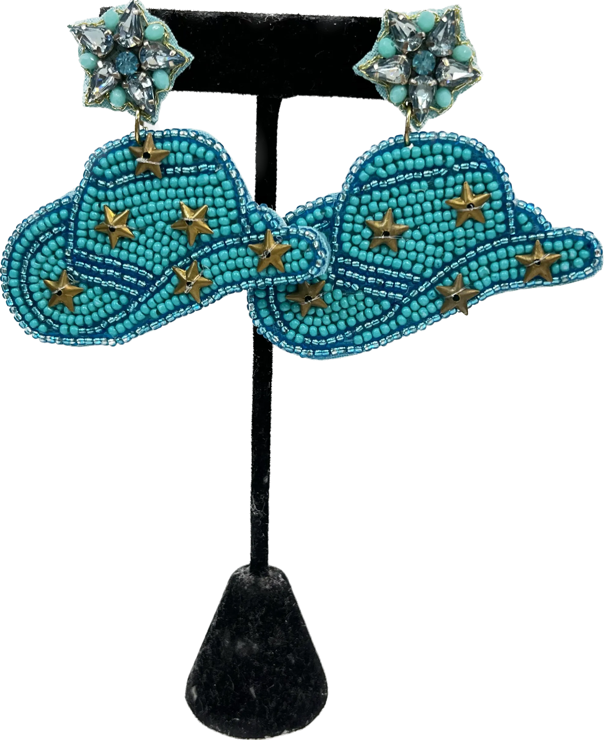 Beaded Star Cowboy Hat Earrings