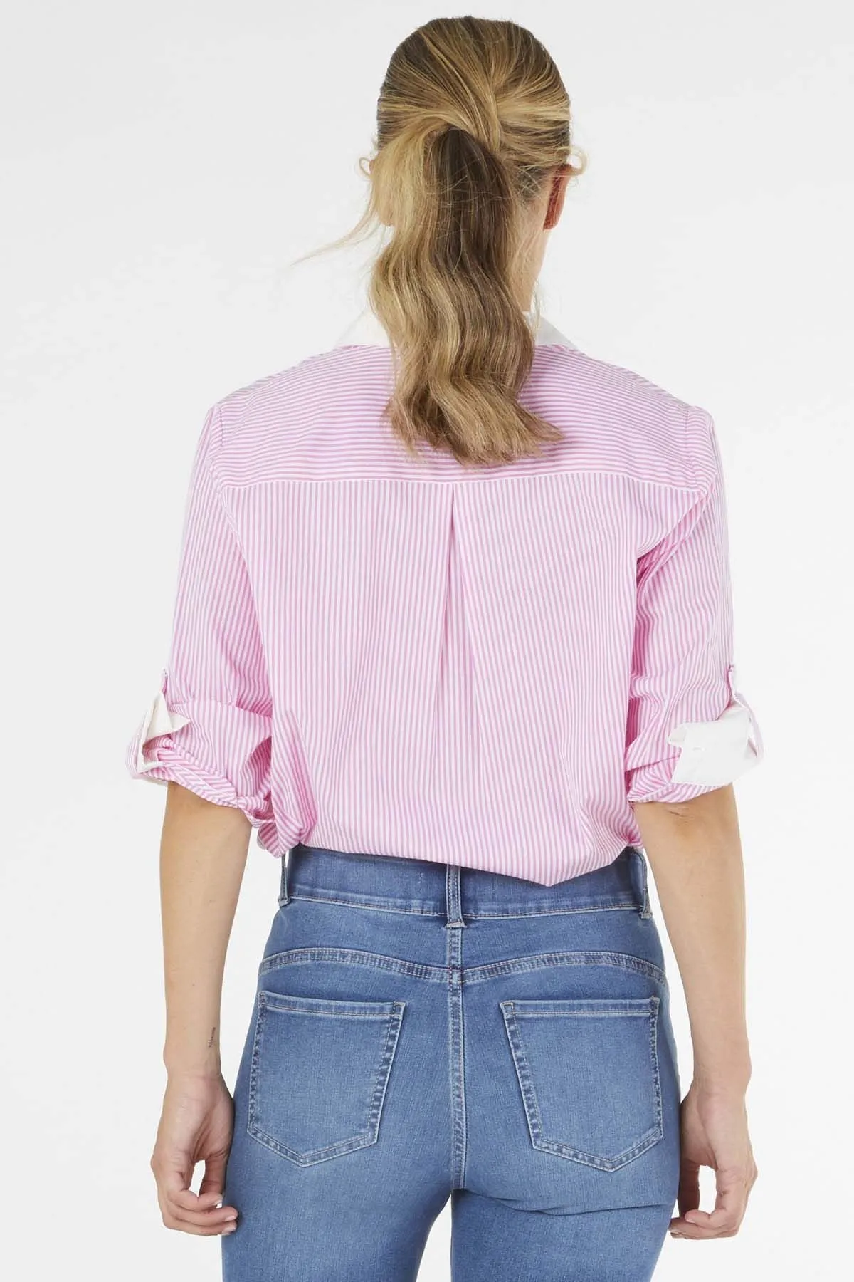 Betty Basics Heston Shirt in Pink Pinstripe