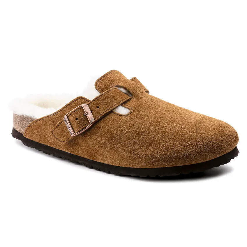 Birkenstock UNISEX Boston Shearling Suede Leather (Mink - Wide Fit)