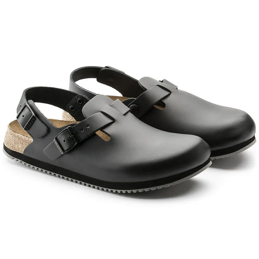 Birkenstock UNISEX Tokio Super Grip Leather (Black - Wide Fit)