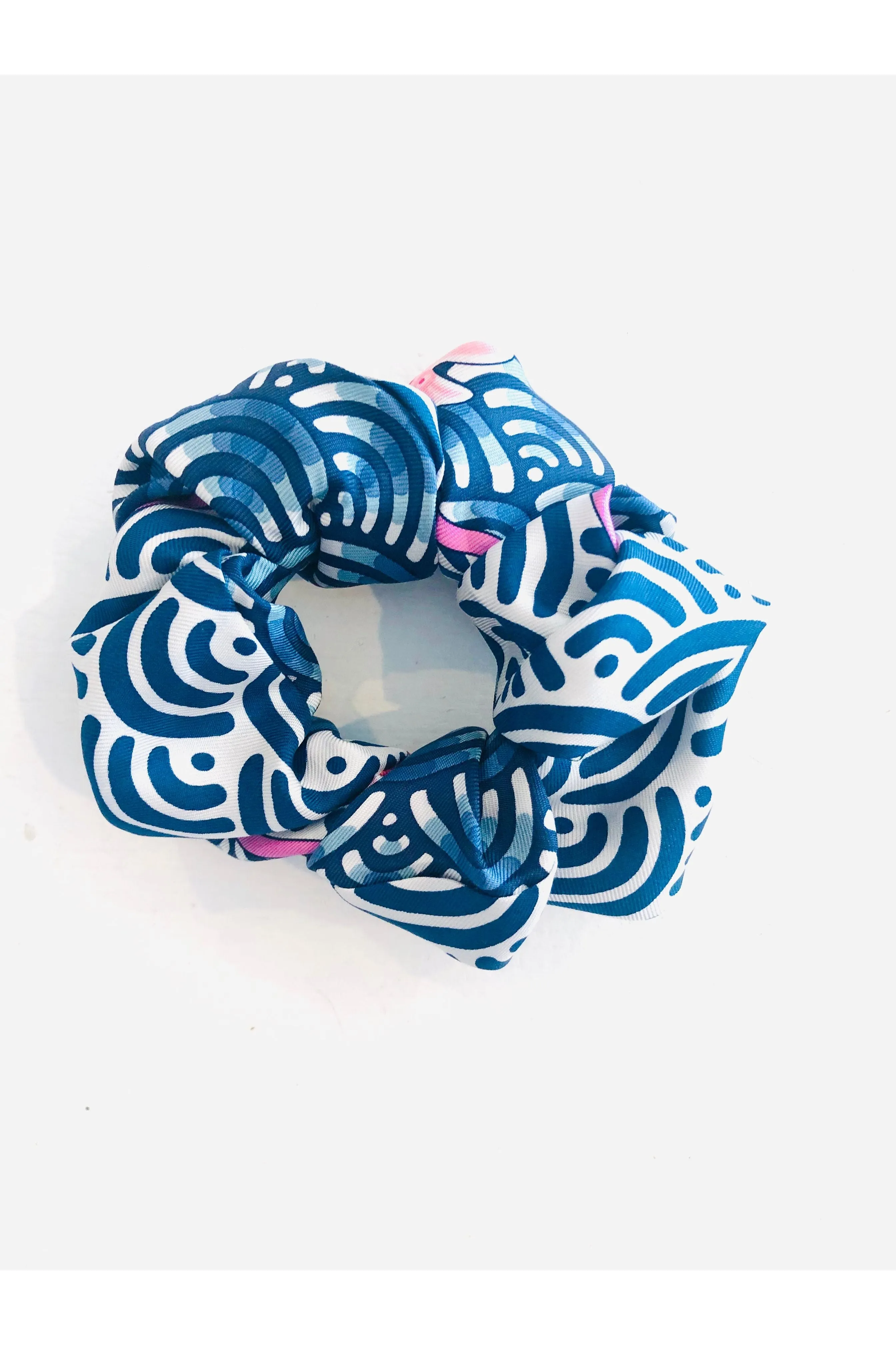 Blue and White Hermés Scrunchie